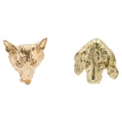 Pendientes de oro amarillo de 18 quilates del siglo XIX con forma de zorro y perro