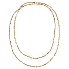 19th Century 18 Karat Yellow Gold Long Chain Necklace
