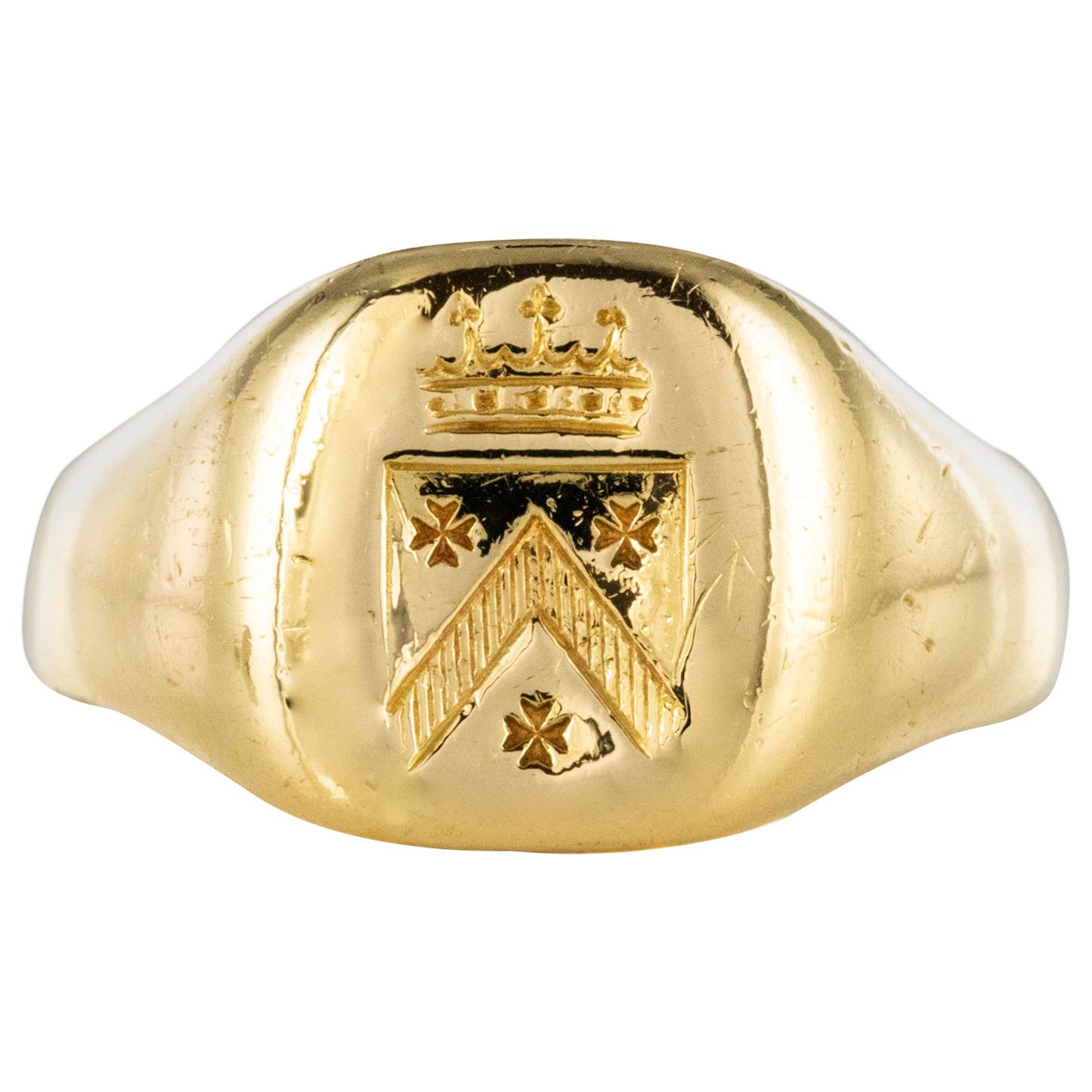 19th Century 18 Karat Yellow Gold Men Signet Ring