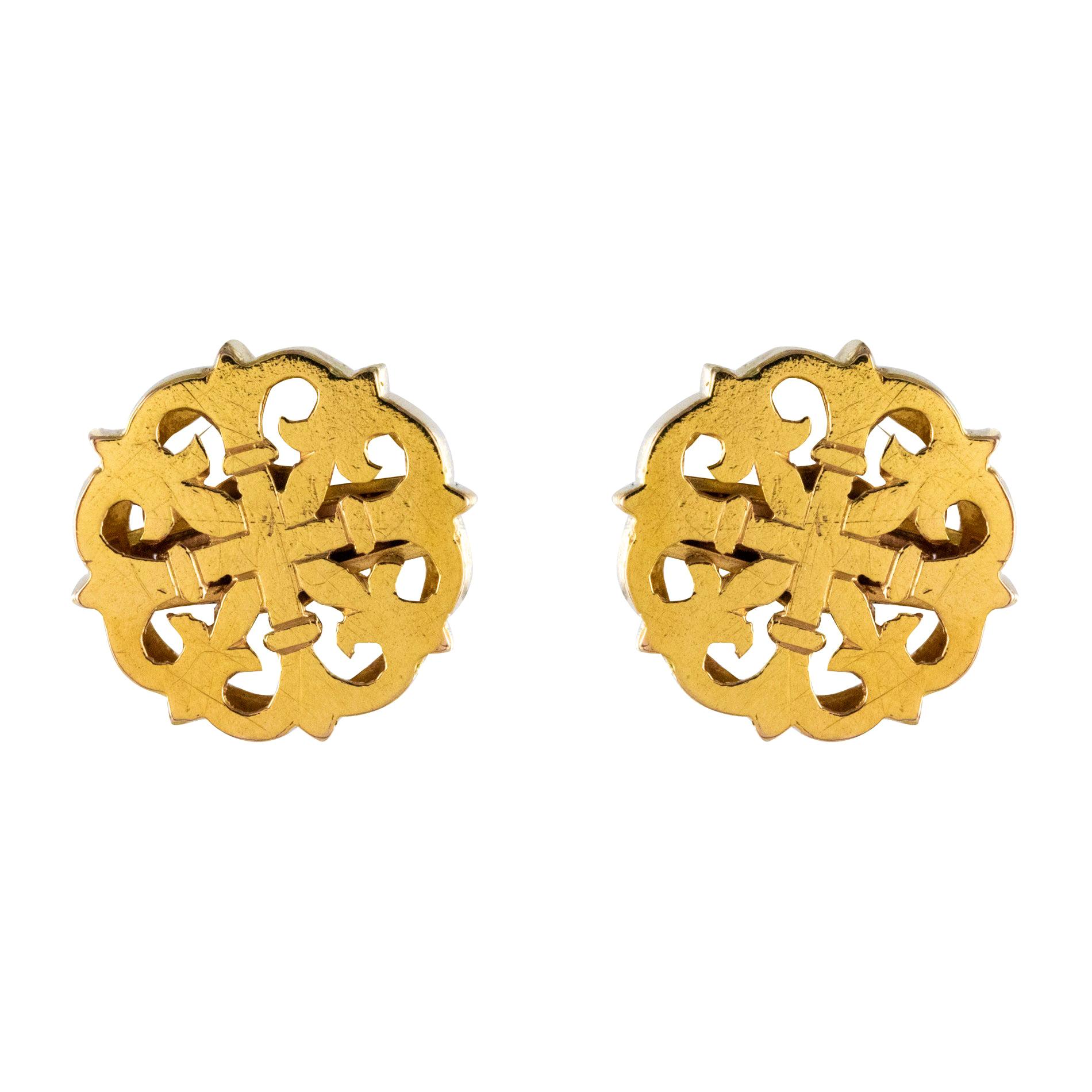19th Century 18 Karat Yellow Gold Stud Earrings