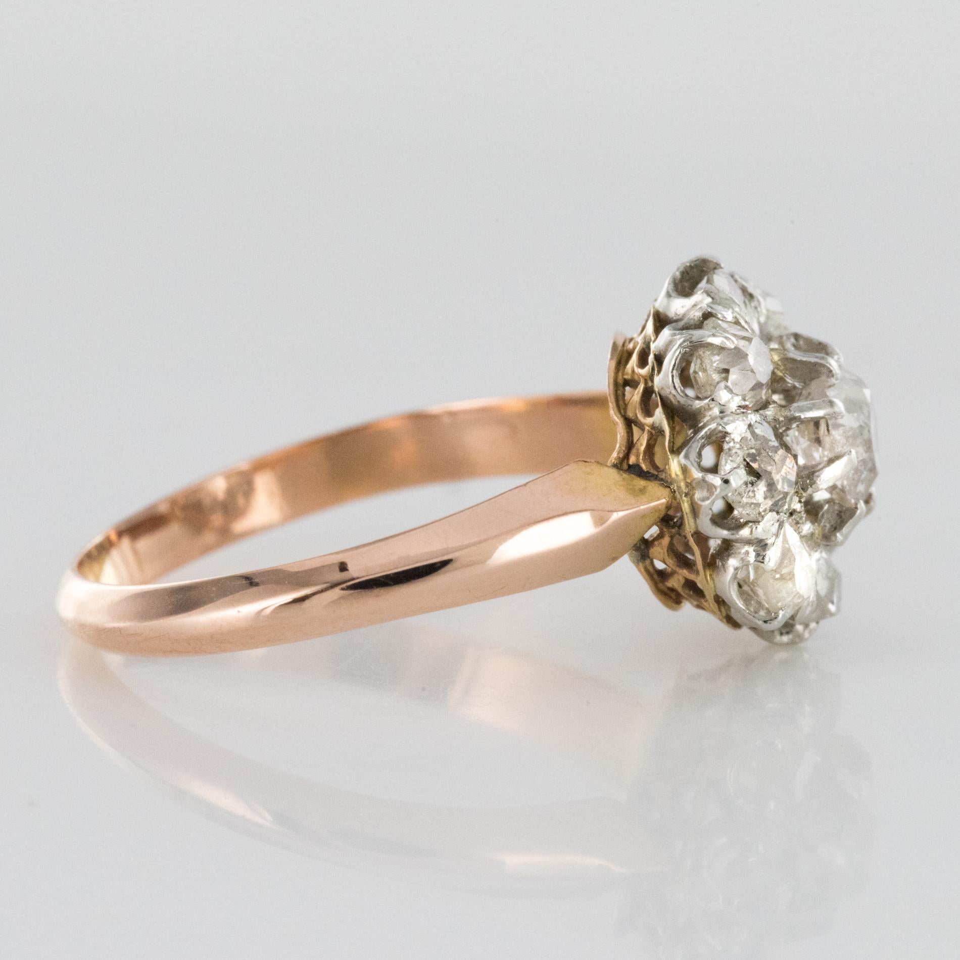 19th Century 18 Karat Yellow Gold Diamonds Daisy Engagement Ring 3