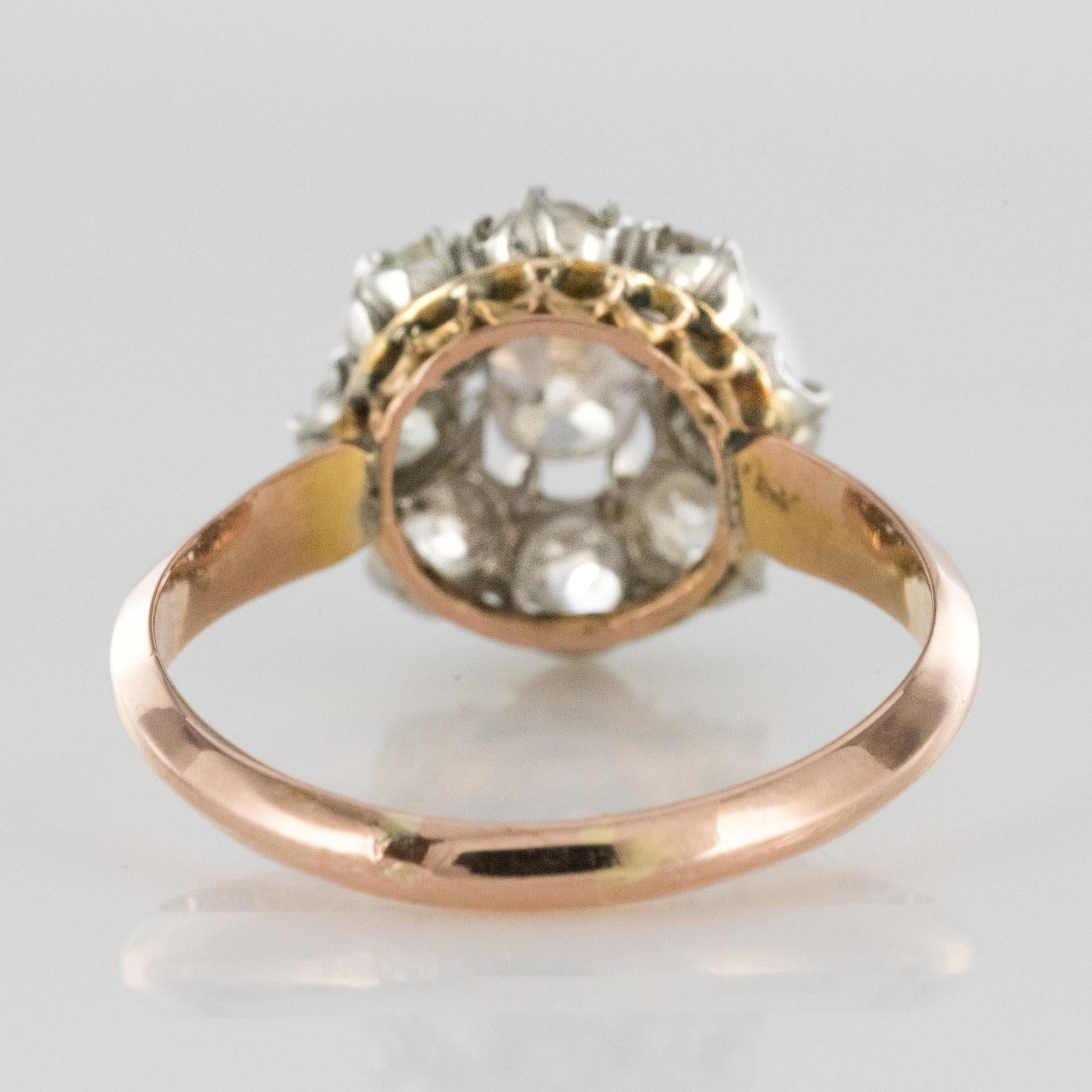 19th Century 18 Karat Yellow Gold Diamonds Daisy Engagement Ring 5