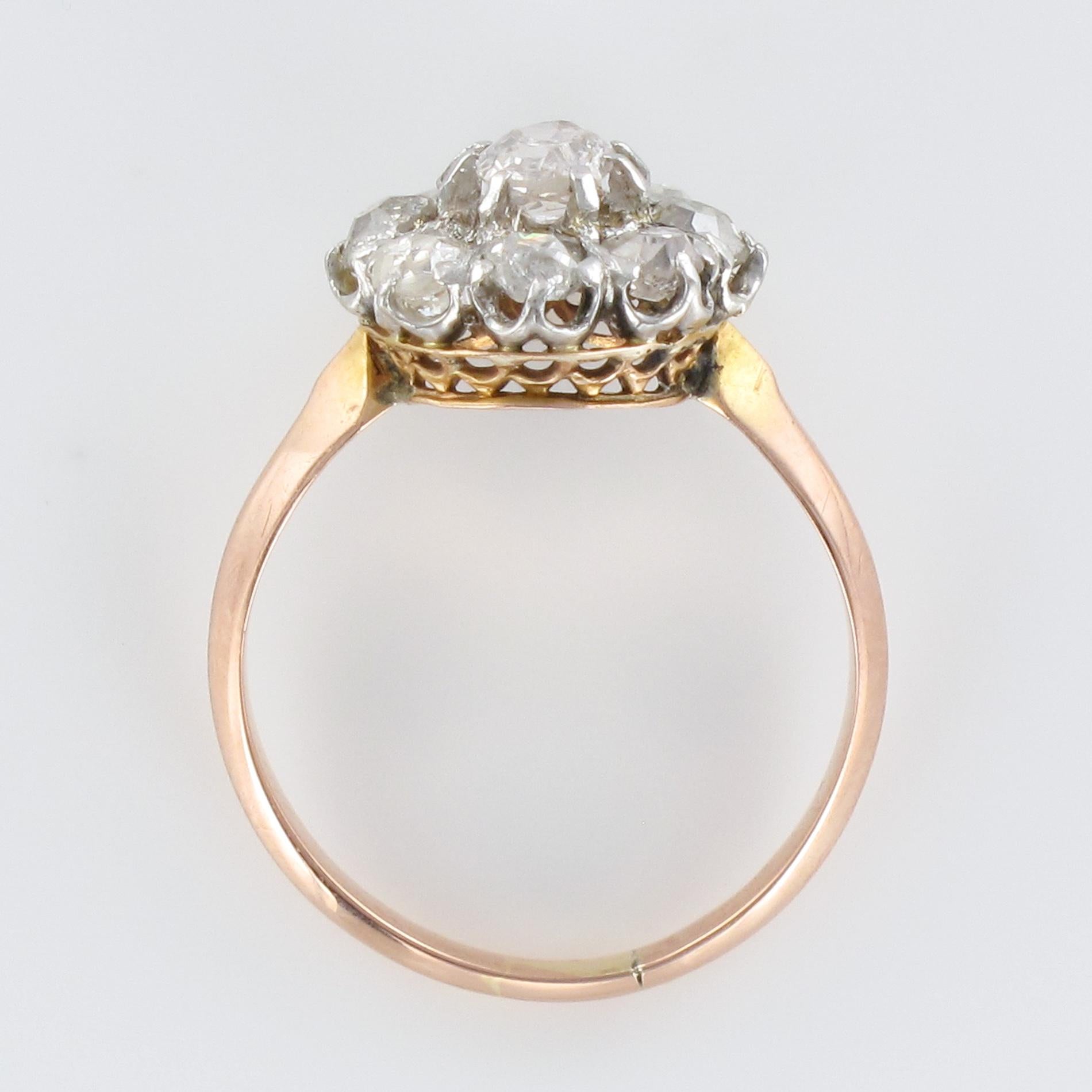 19th Century 18 Karat Yellow Gold Diamonds Daisy Engagement Ring 6