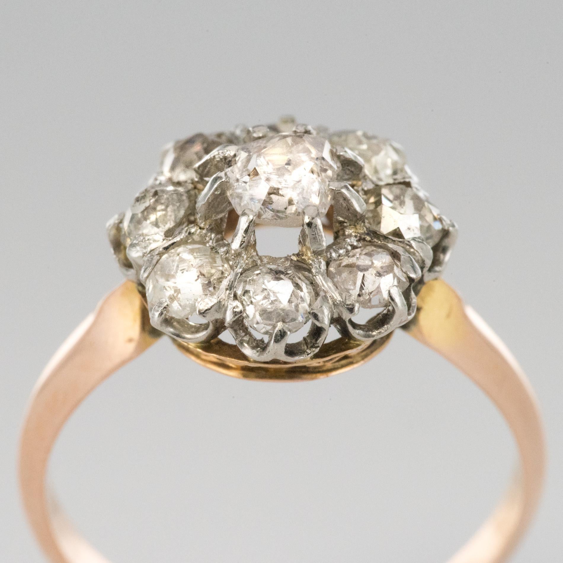 Napoleon III 19th Century 18 Karat Yellow Gold Diamonds Daisy Engagement Ring