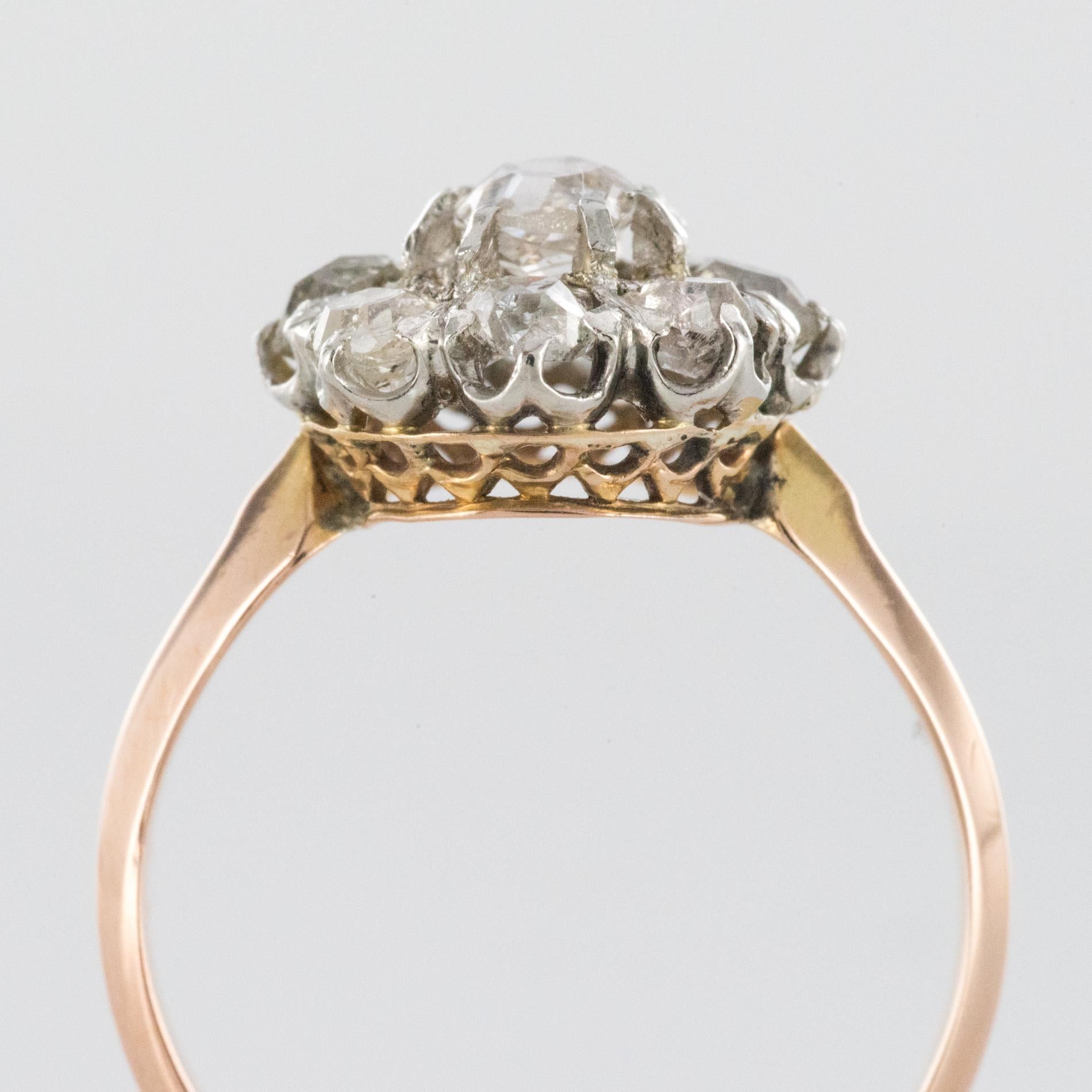 19th Century 18 Karat Yellow Gold Diamonds Daisy Engagement Ring 1