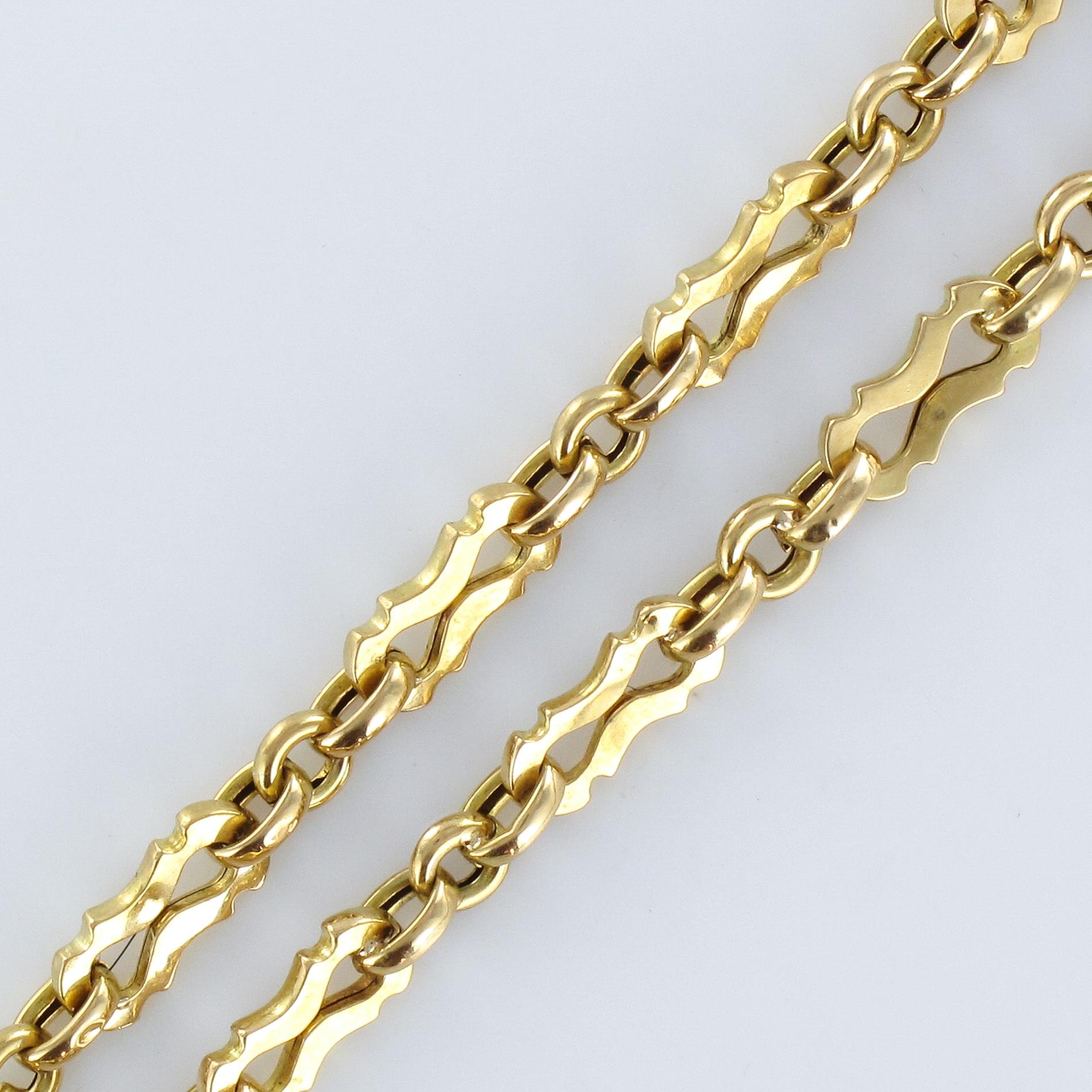 19th Century 18 Karats Yellow Gold Long Chain Matinee Necklace 1