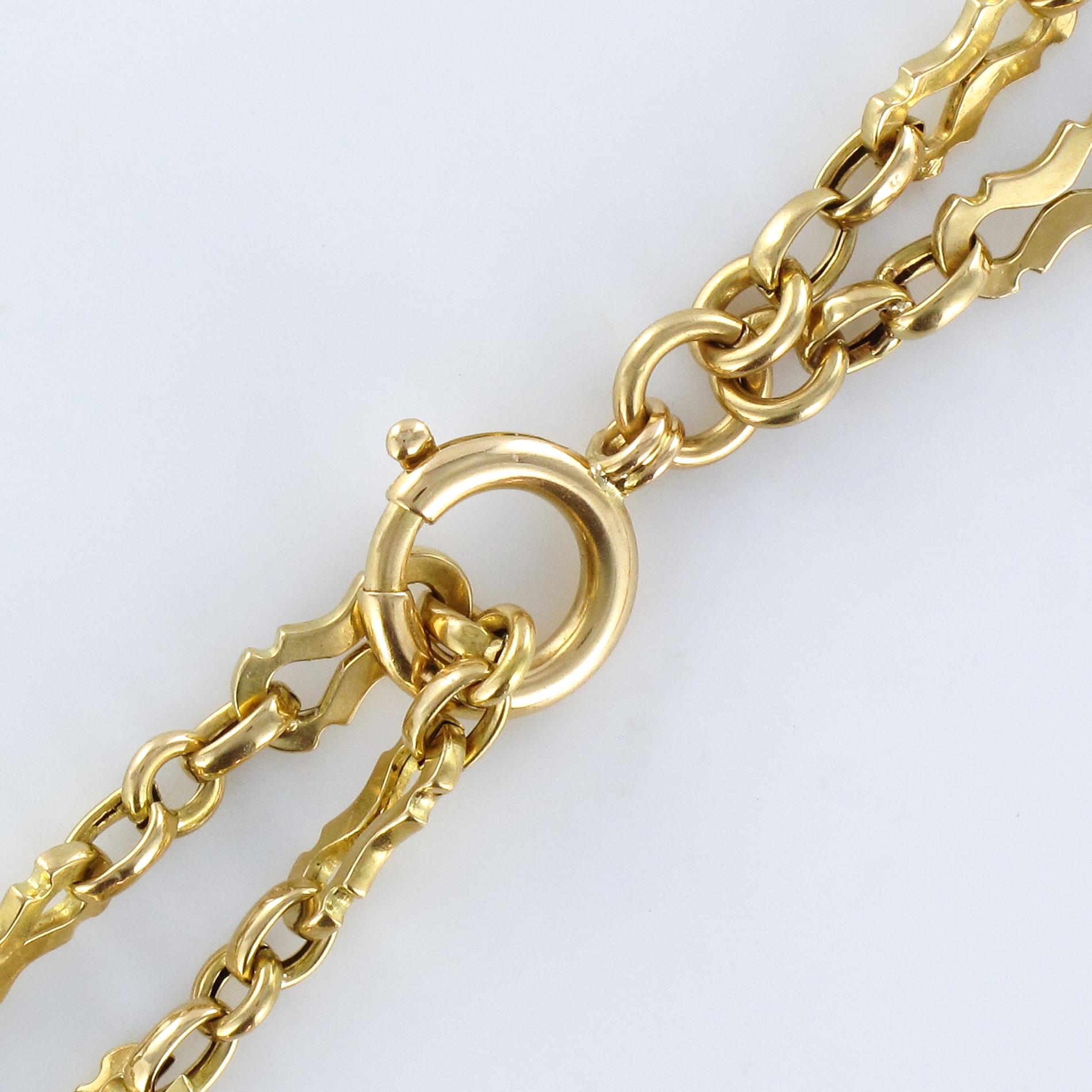 19th Century 18 Karats Yellow Gold Long Chain Matinee Necklace 3