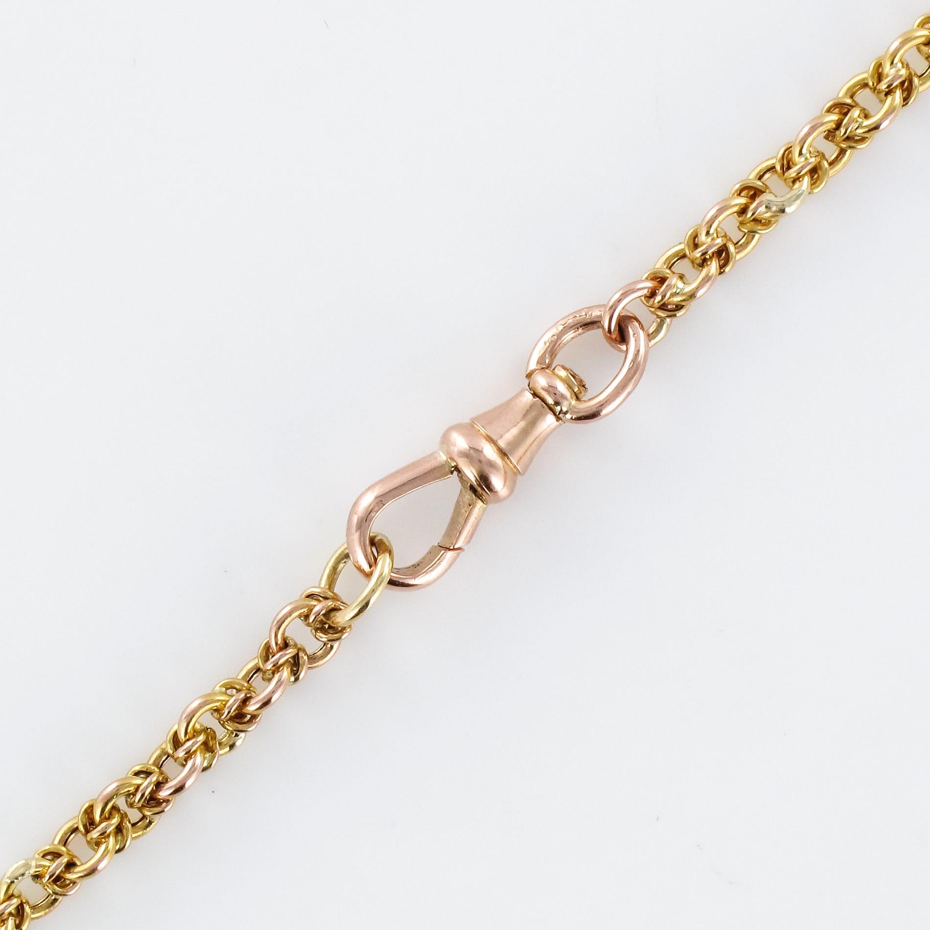 19th Century 18 Karat Yellow Gold Long Chain Necklace 6
