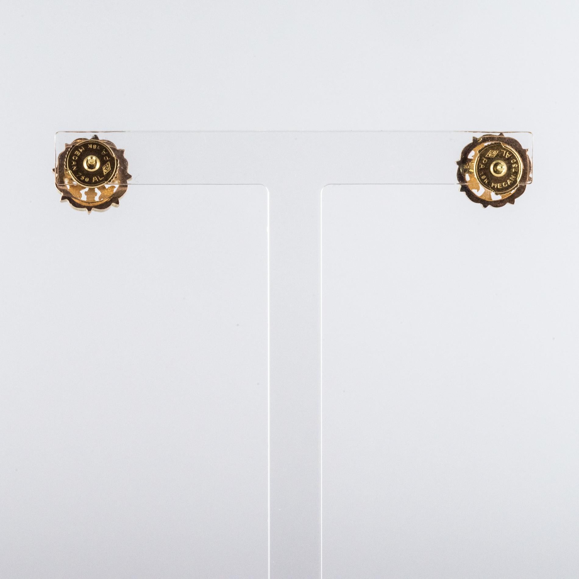 19th Century 18 Karat Yellow Gold Stud Earrings 1
