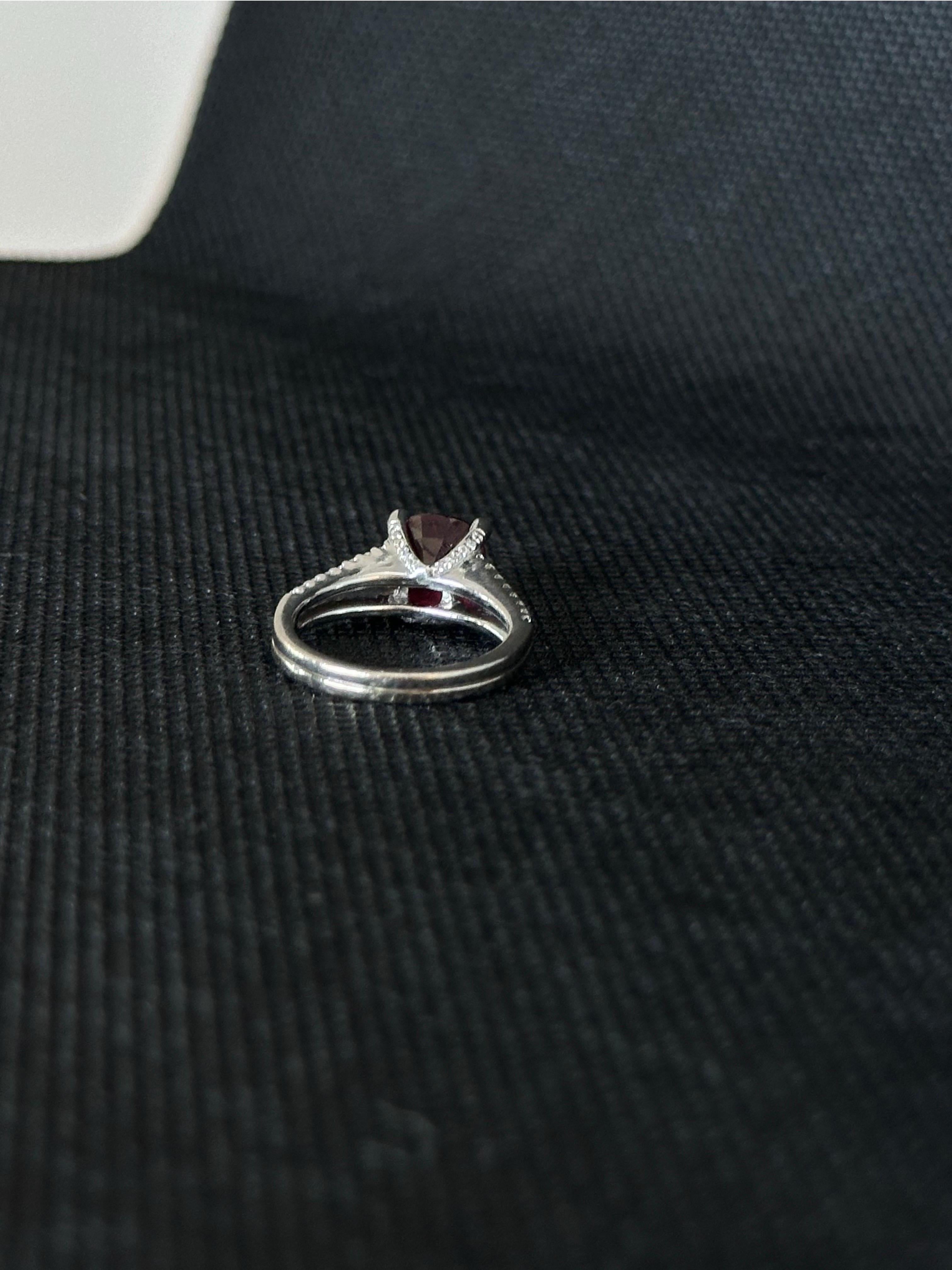Art Deco 19th Century 1.80ct Filled Ruby and 0.60ctw Natural Diamonds 14k White Gold Ring For Sale