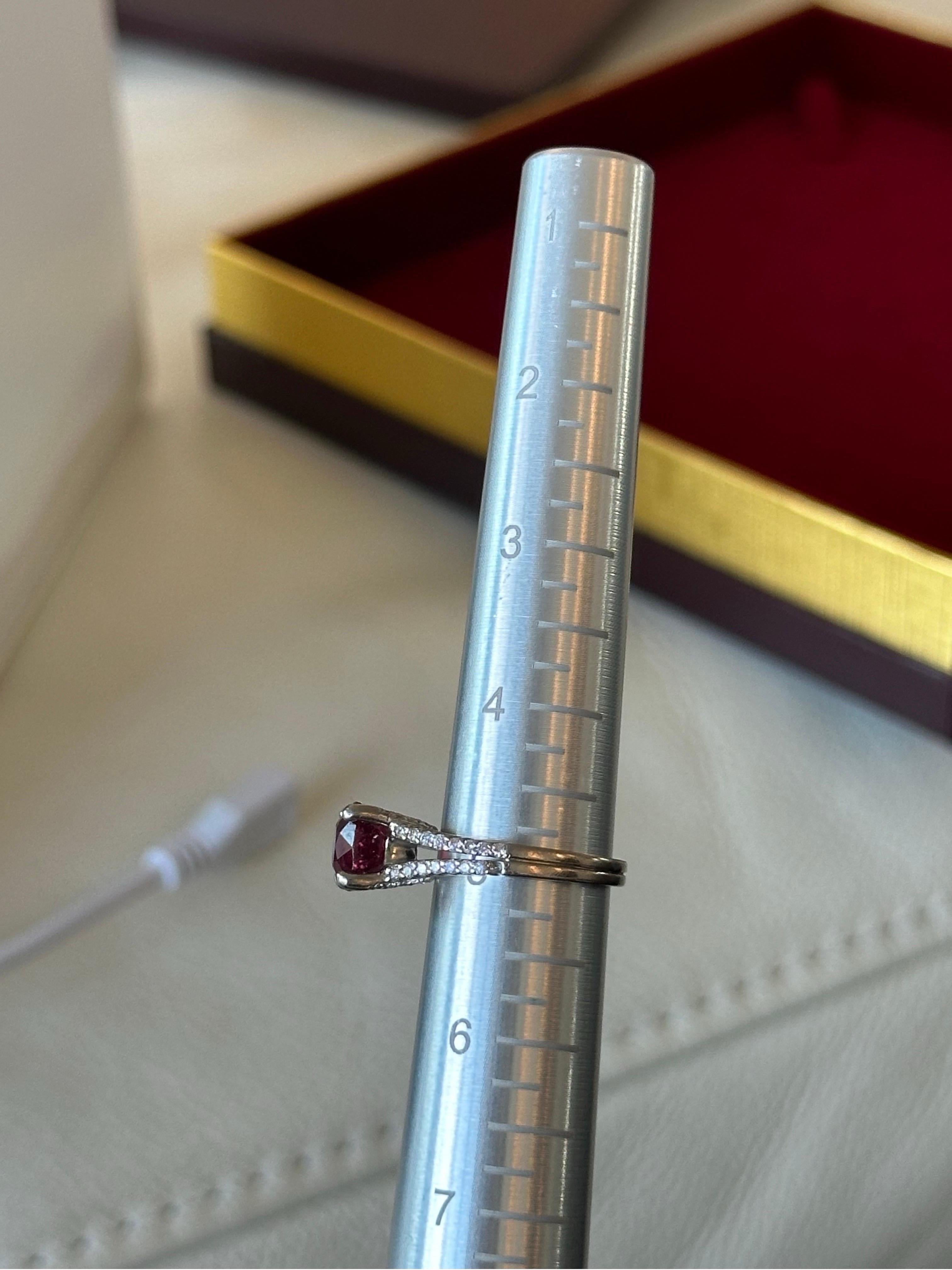 19th Century 1.80ct Filled Ruby and 0.60ctw Natural Diamonds 14k White Gold Ring In Excellent Condition For Sale In West Palm Beach, FL