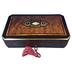 Antique 19th Century 1860 French Burr Cedar Jewelry Box