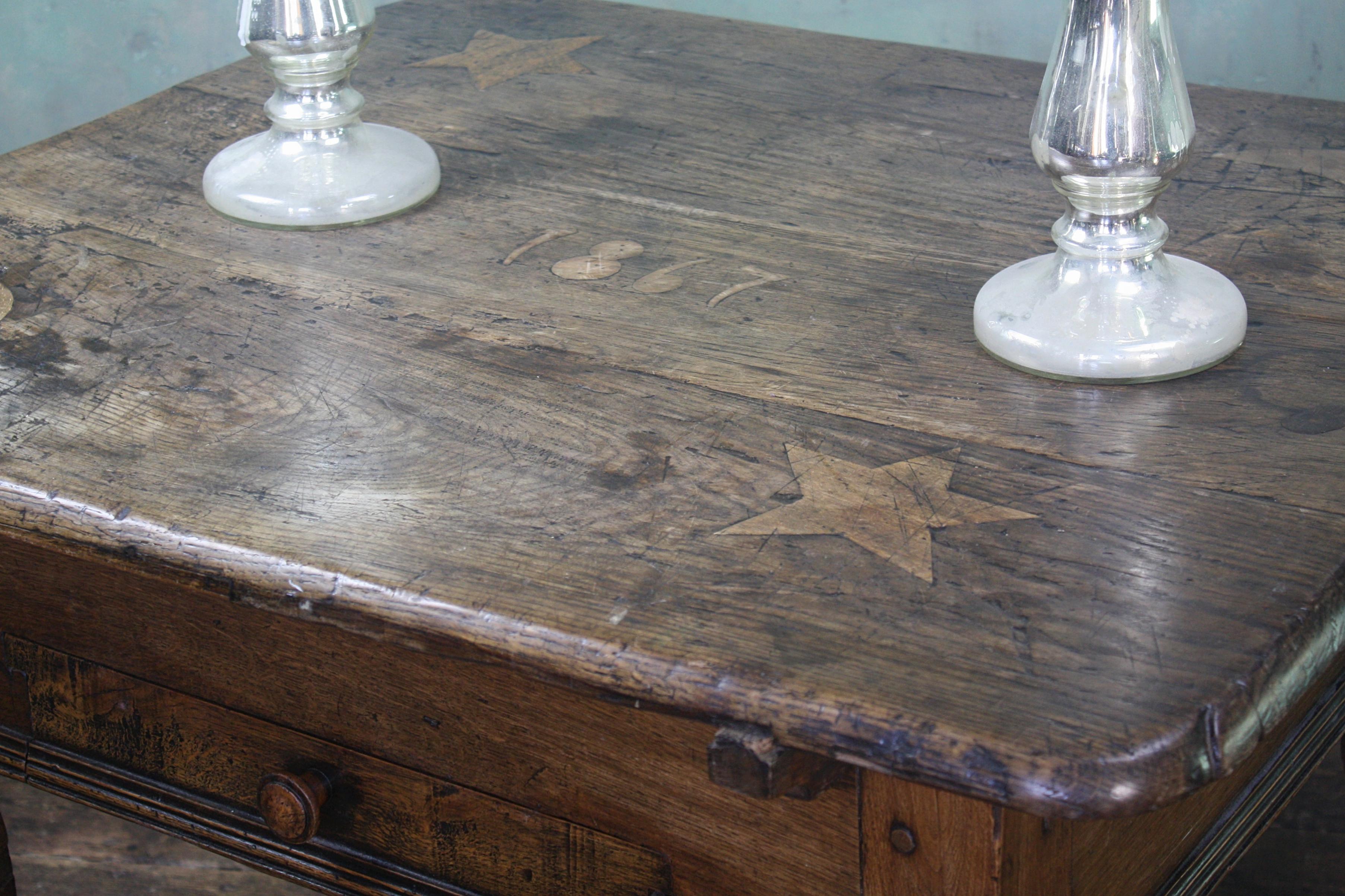 19th Century 1867 Inlaid Shepherds Pay Farmhouse Primitive Folk Art Table 9