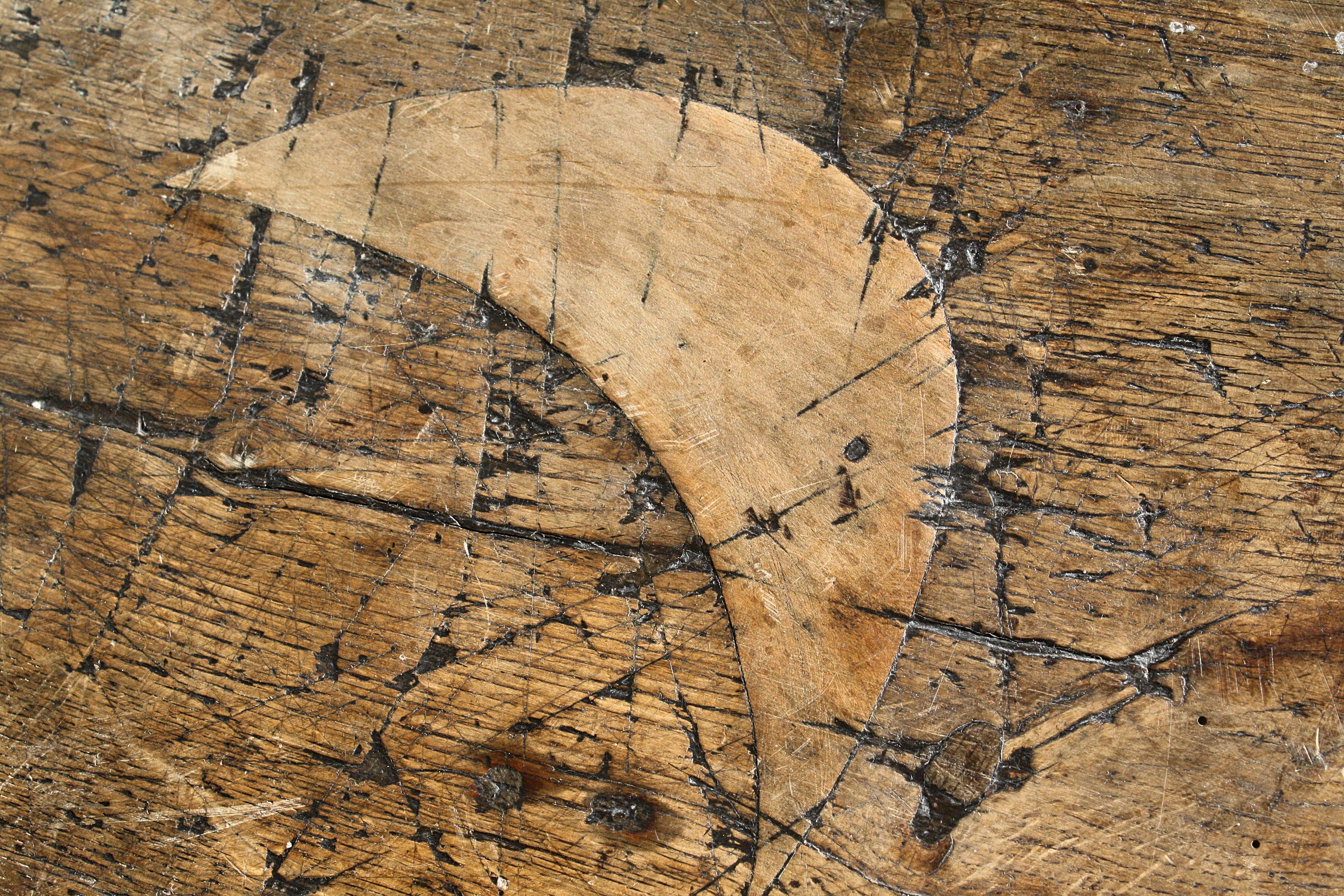 19th Century 1867 Inlaid Shepherds Pay Farmhouse Primitive Folk Art Table In Good Condition In Lowestoft, GB