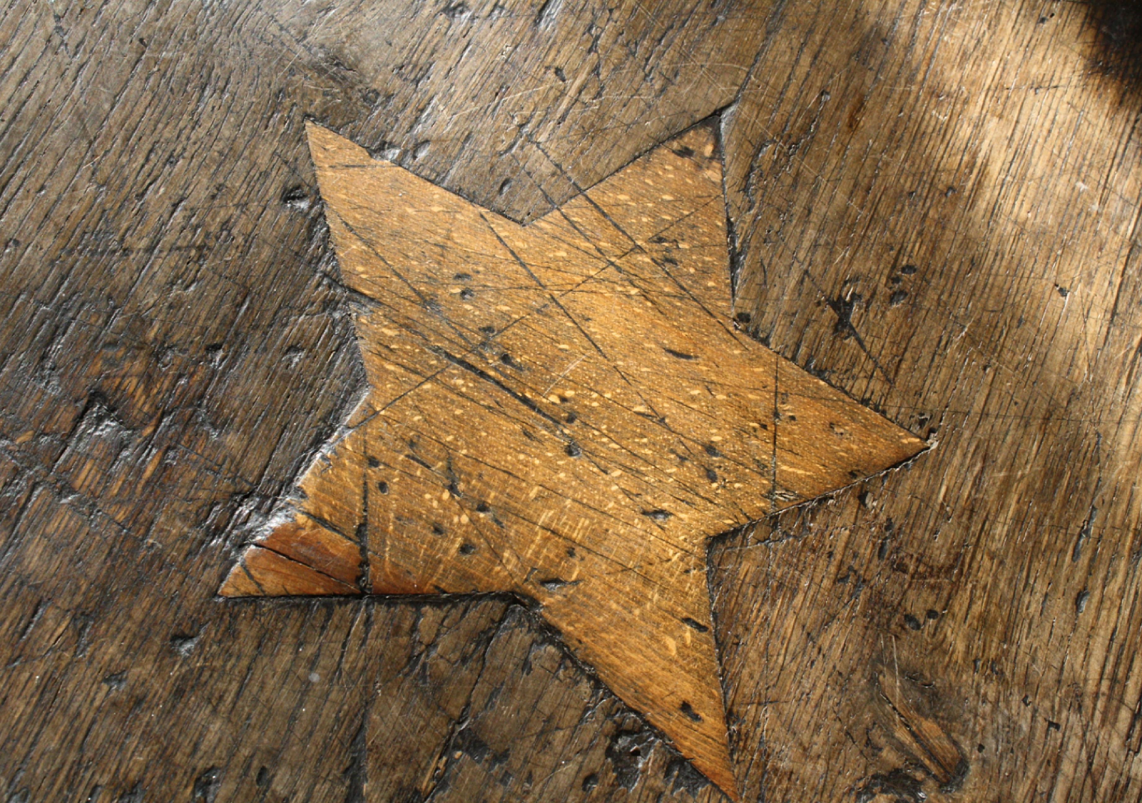 Hardwood 19th Century 1867 Inlaid Shepherds Pay Farmhouse Primitive Folk Art Table