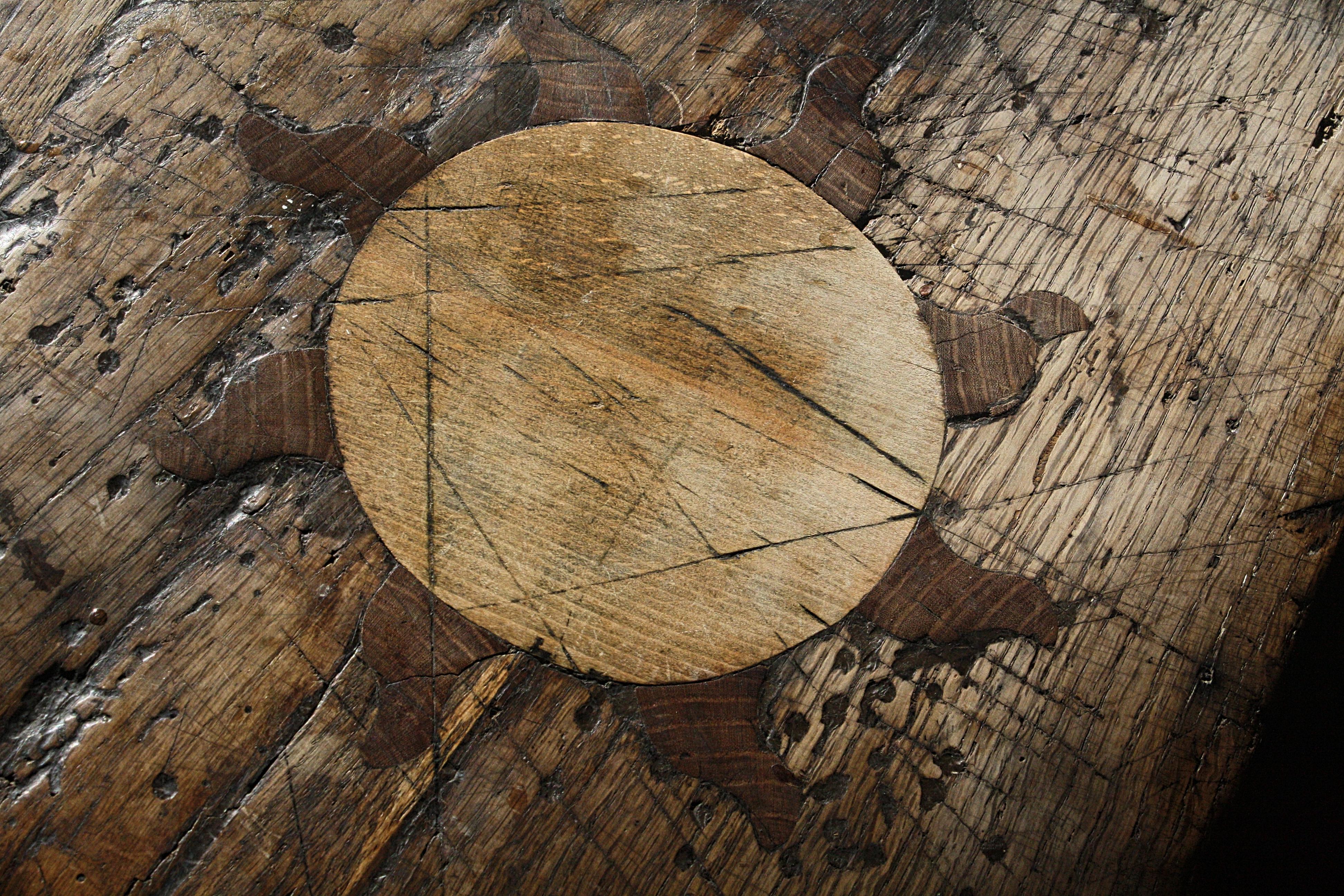 19th Century 1867 Inlaid Shepherds Pay Farmhouse Primitive Folk Art Table 1