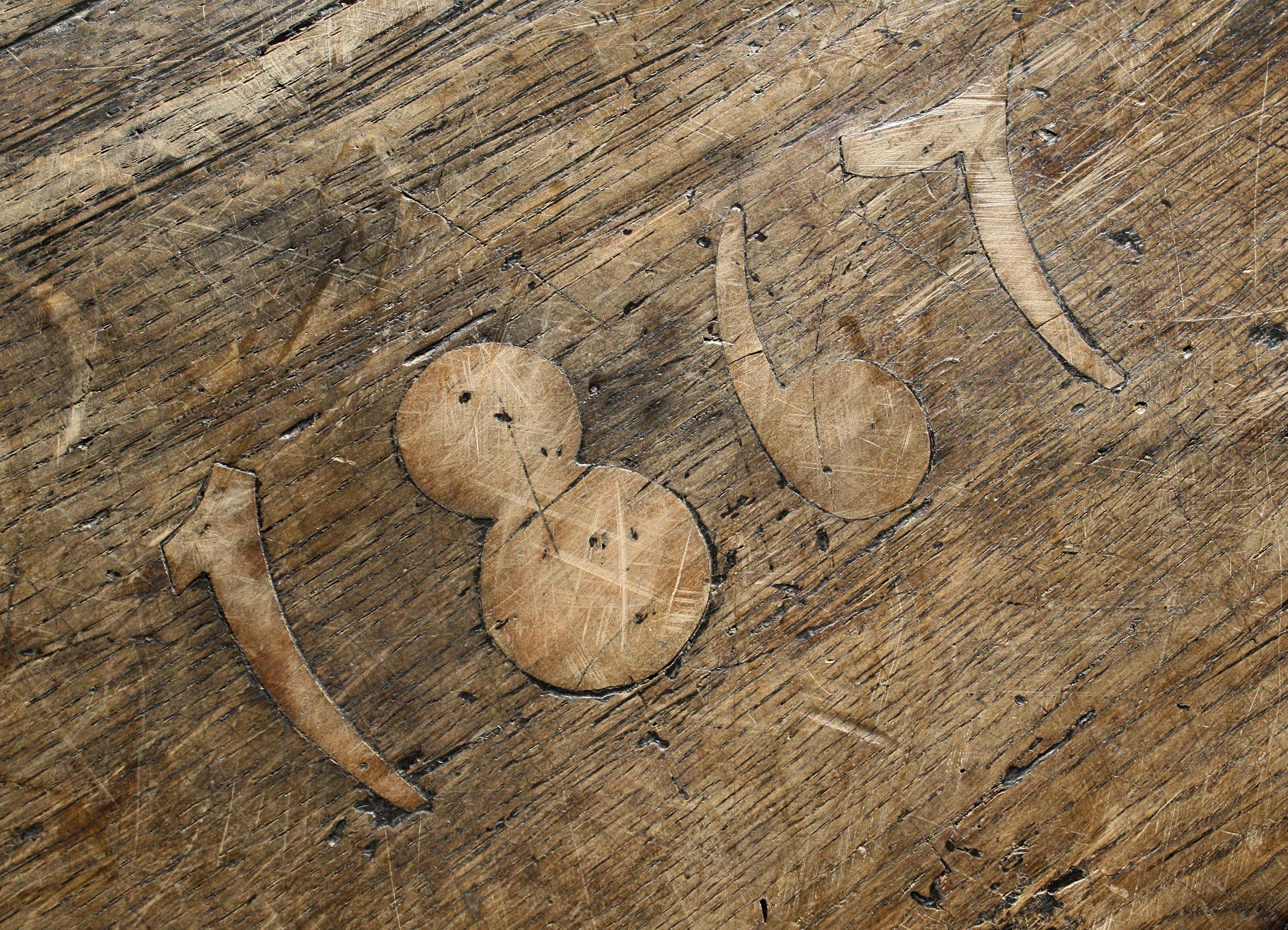 19th Century 1867 Inlaid Shepherds Pay Farmhouse Primitive Folk Art Table 2