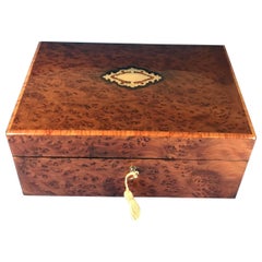 Antique 19th Century 1880 French Burr Cedar Jewelry Box