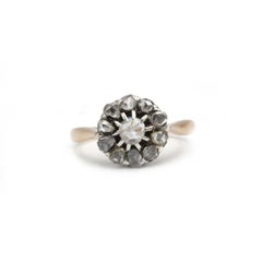19th Century 18K Gold and Platinum Rose-Cut Diamond Marguerite Ring
