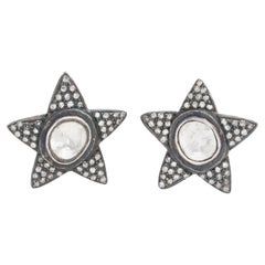 19th Century 18k Gold Rose Cut Diamond Earrings