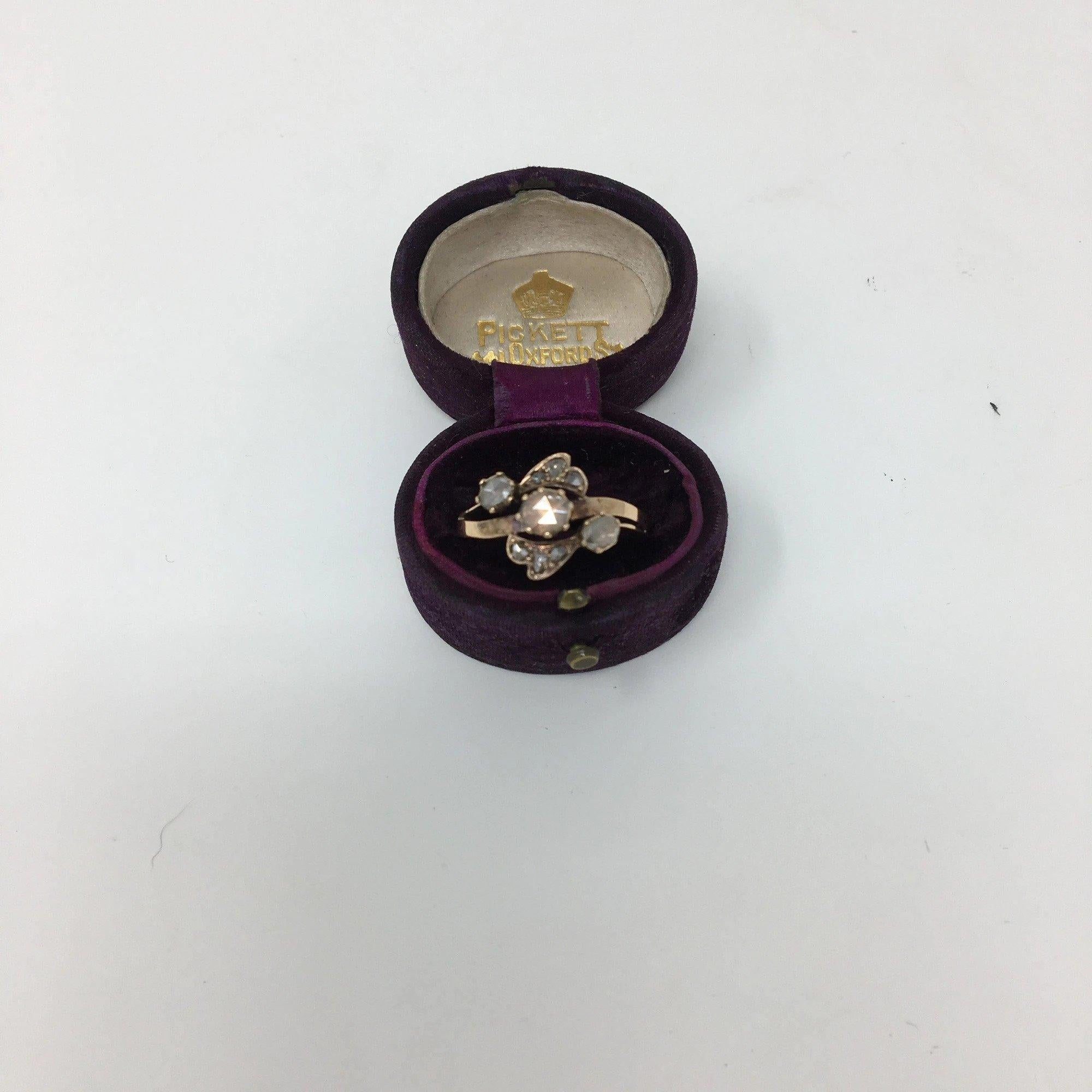 19th Century 18-Karat Gold Rose Cut Diamond Ring In Good Condition In Doylestown, PA