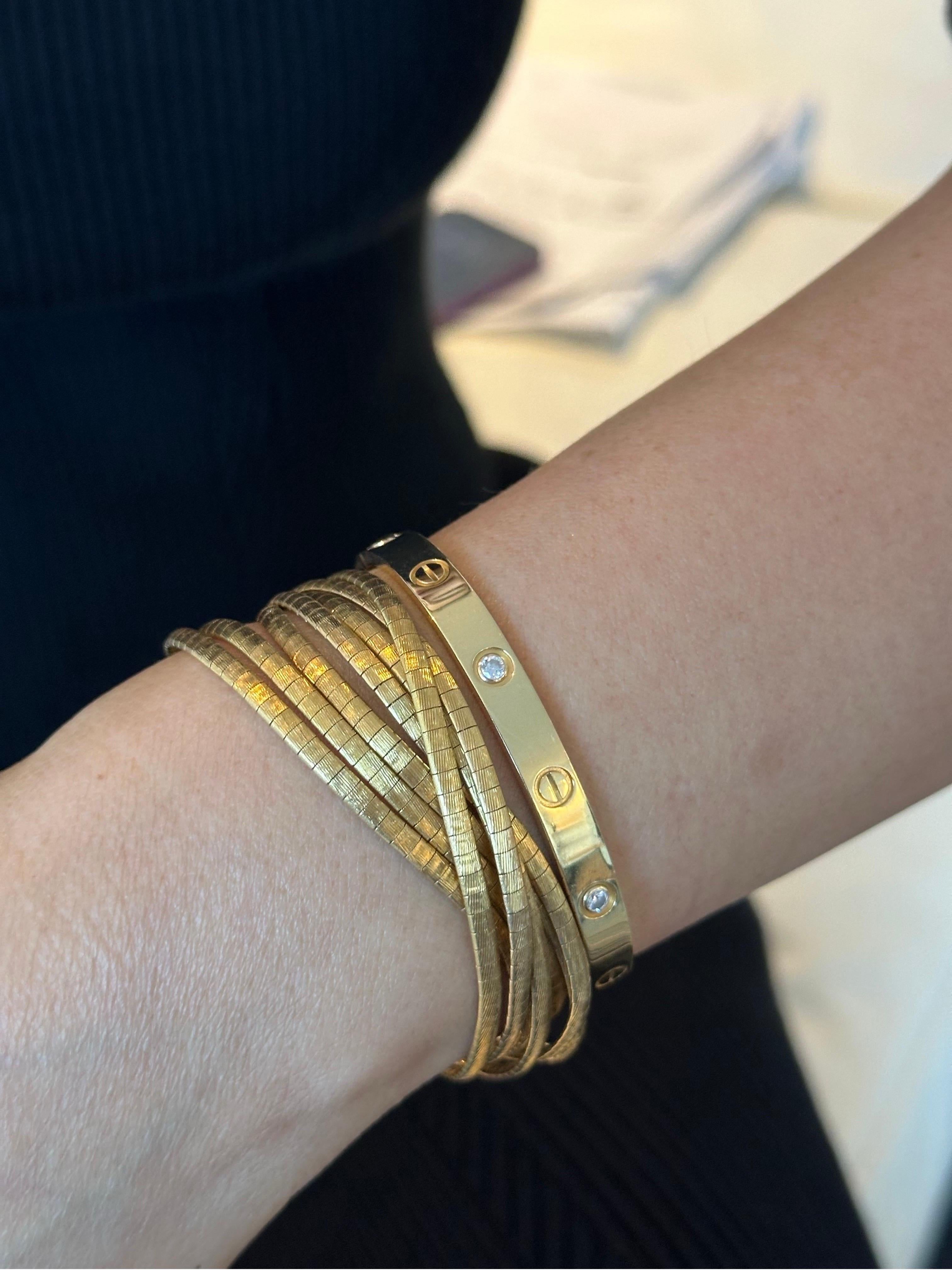 Bracelet à sept rangs en or jaune 18k du 19e siècle Excellent état - En vente à West Palm Beach, FL