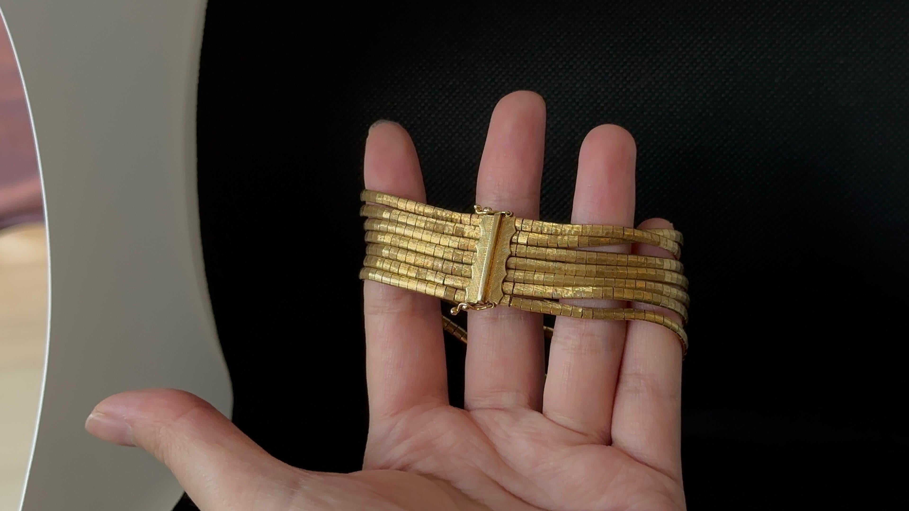 Bracelet à sept rangs en or jaune 18k du 19e siècle Pour femmes en vente