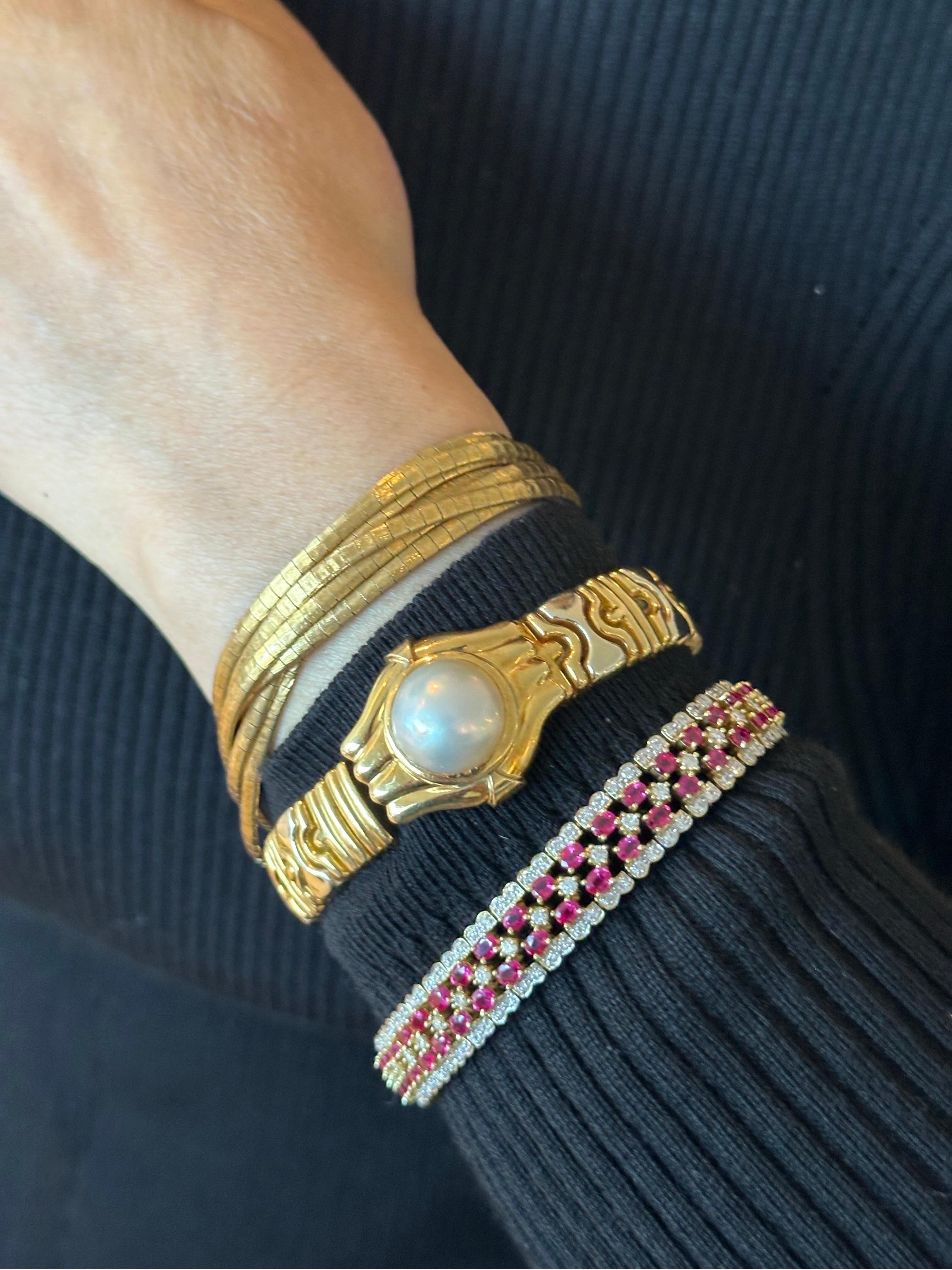 Bracelet à sept rangs en or jaune 18k du 19e siècle en vente 1