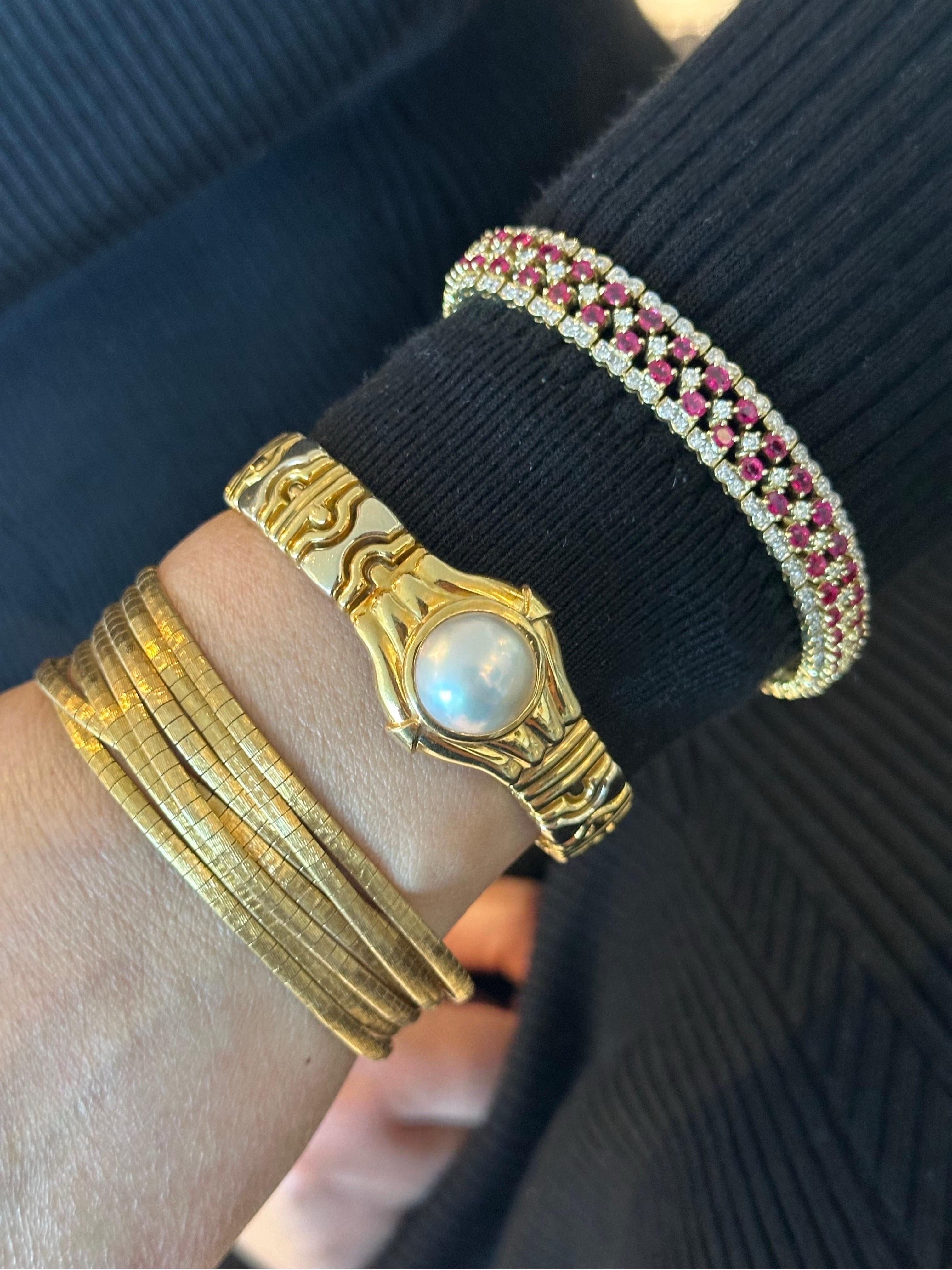 Bracelet à sept rangs en or jaune 18k du 19e siècle en vente 2