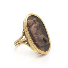 19th Century 18KT Gold Hardstone Cameo Ring, Classical Figure