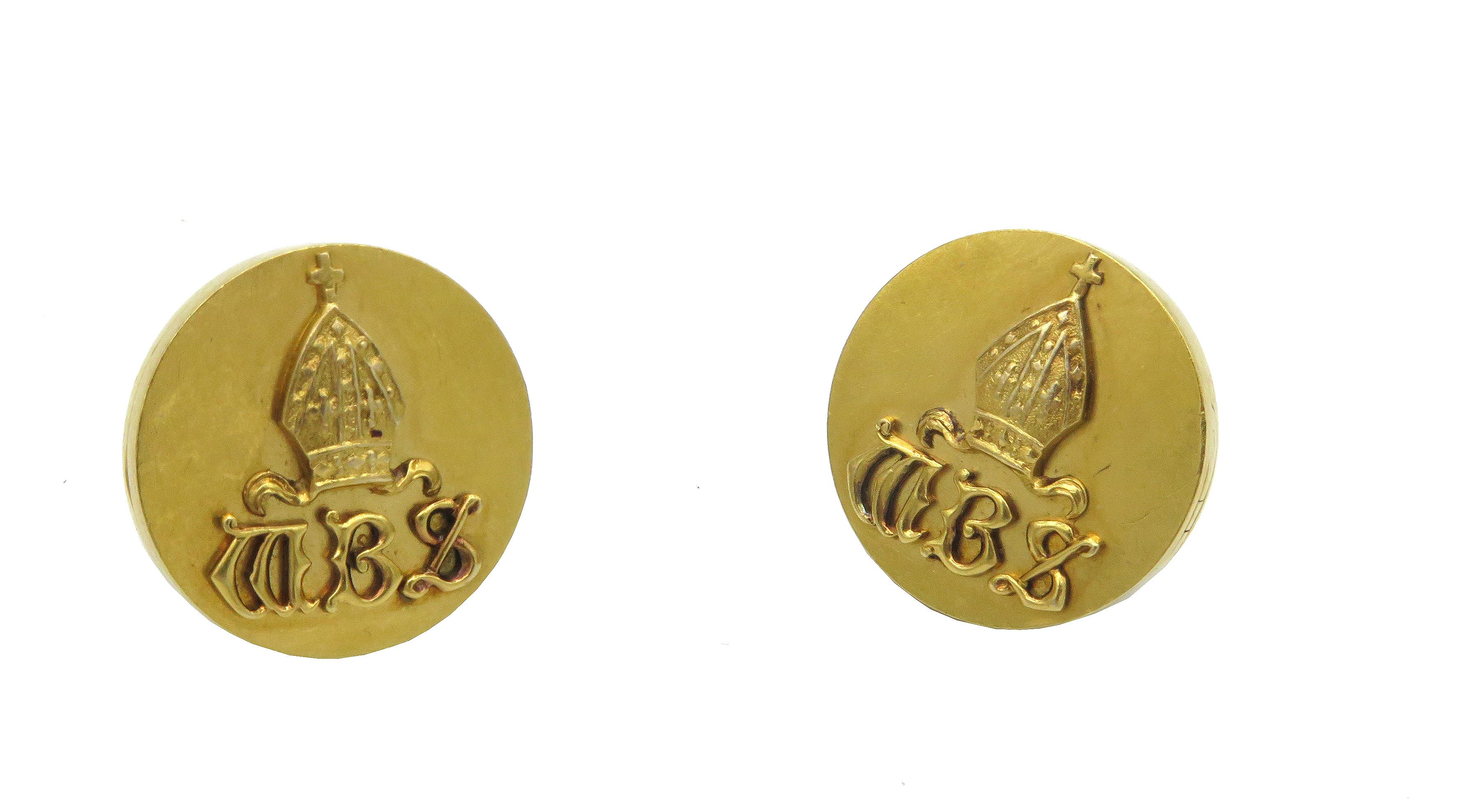 Bishop Themed Cufflinks, latergical style. 19th century, bishops cufflinks with engraving 