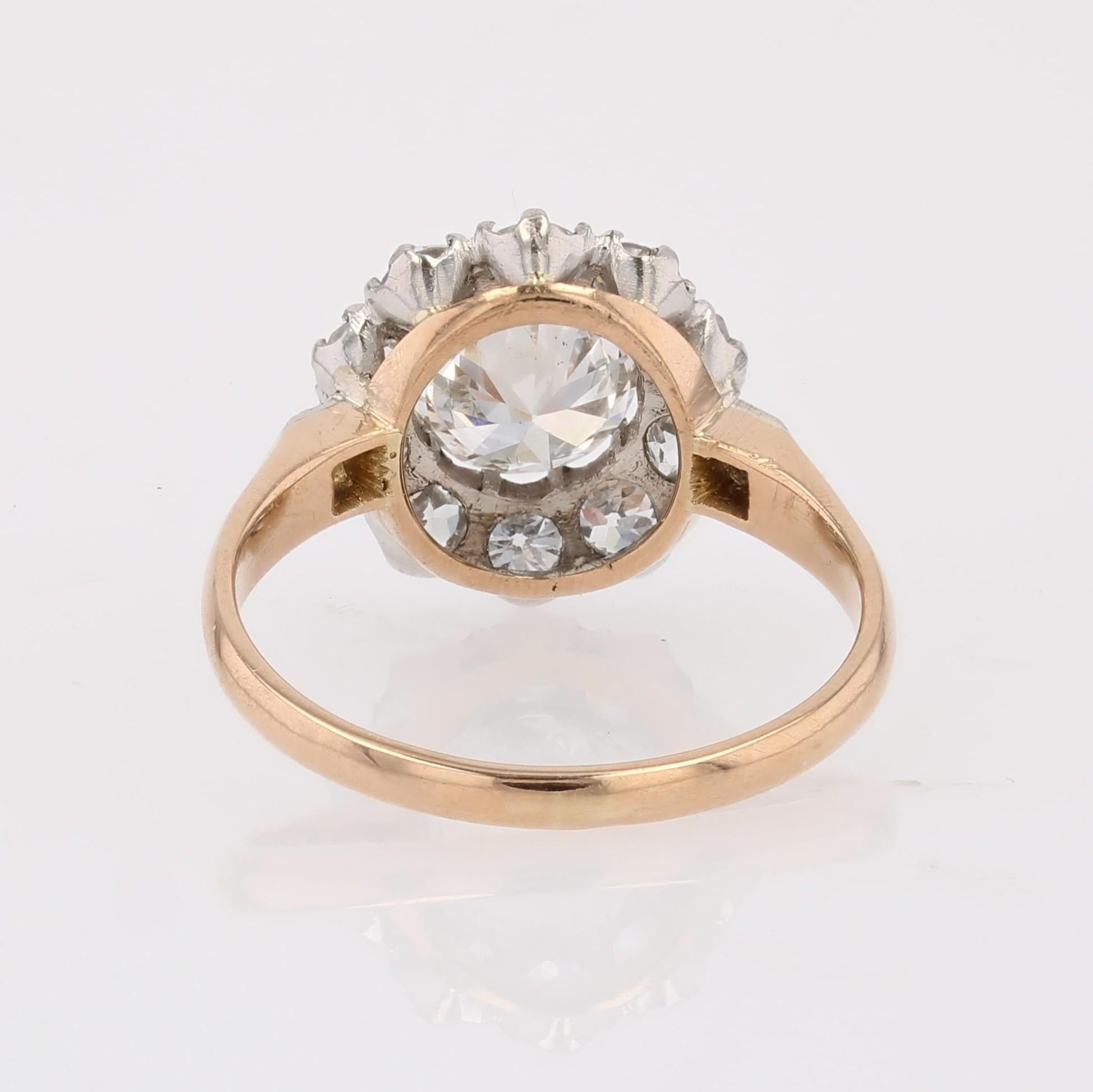 Bague du 19ème siècle en or jaune 18 carats avec 2 carats de diamants et platine en vente 13
