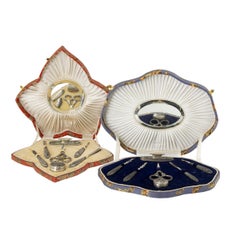 19th Century - 2 Cases with Silver Beauty Utensils