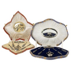 19th Century - 2 Cases with Silver Beauty Utensils
