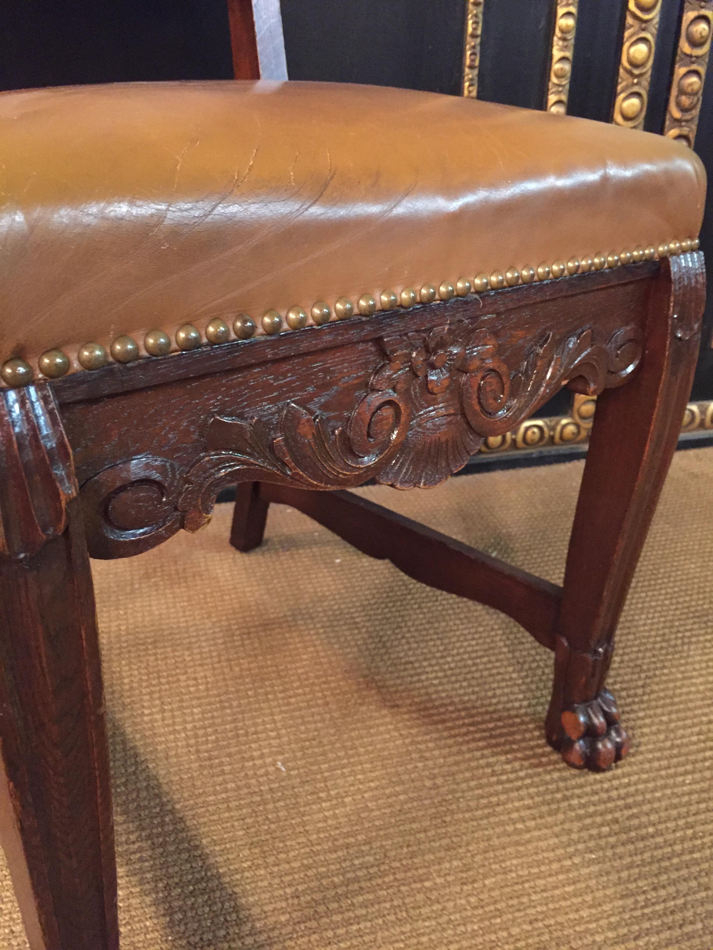 19th Century 2 Neo-Renaissance Oak Chairs 9