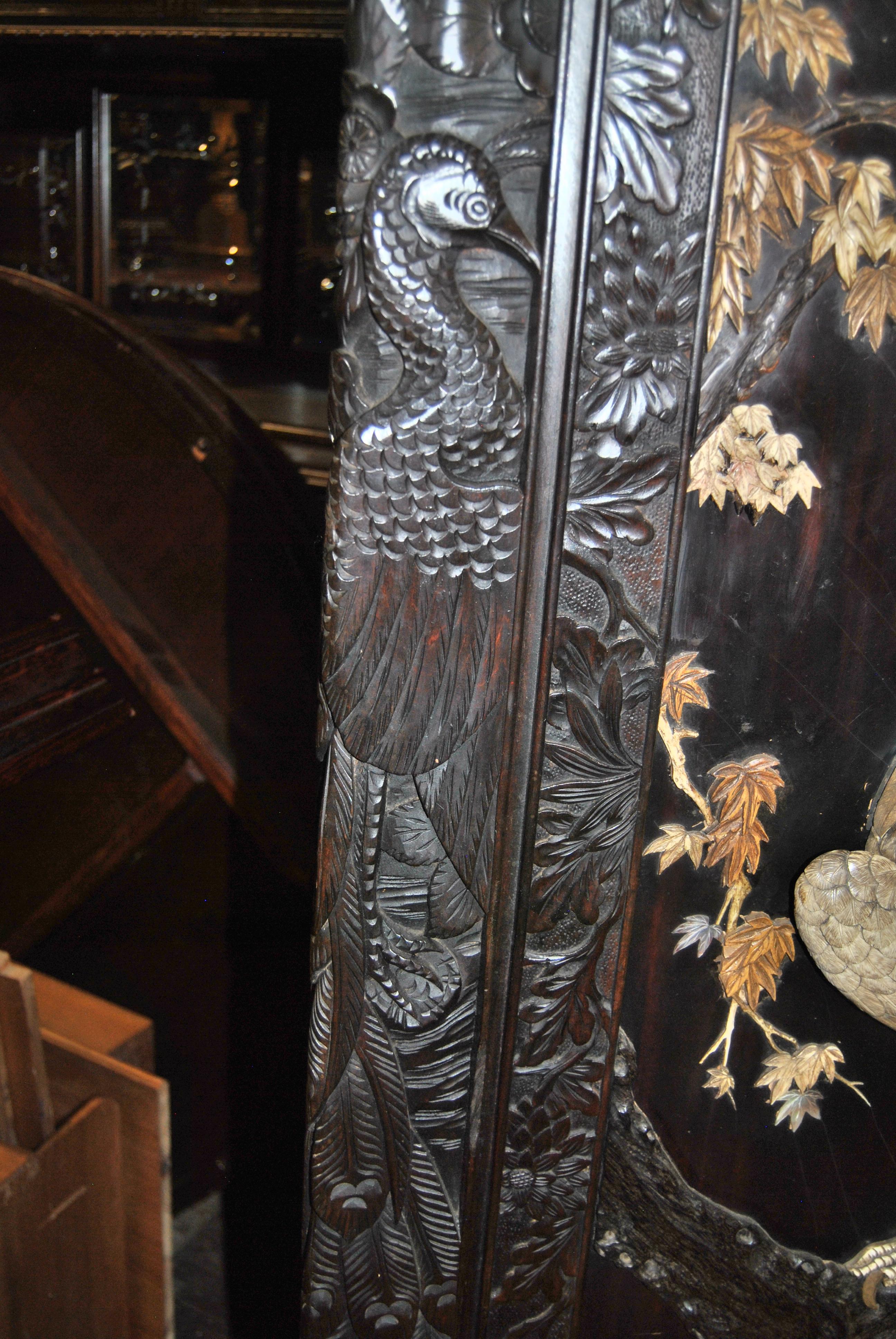 Bone 19th Century 2-Panel Carved Chinese Dressing Screen / Room Divider
