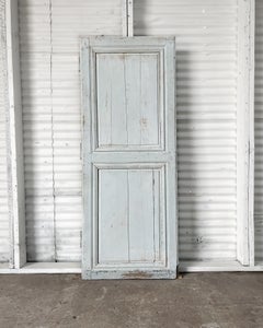 19th Century 2 Panel French Door with Original Pale Blue Paint