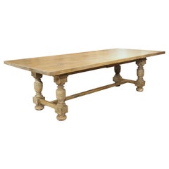 Mesa de comedor italiana de 2 tablones de balaustre de nogal del siglo XIX