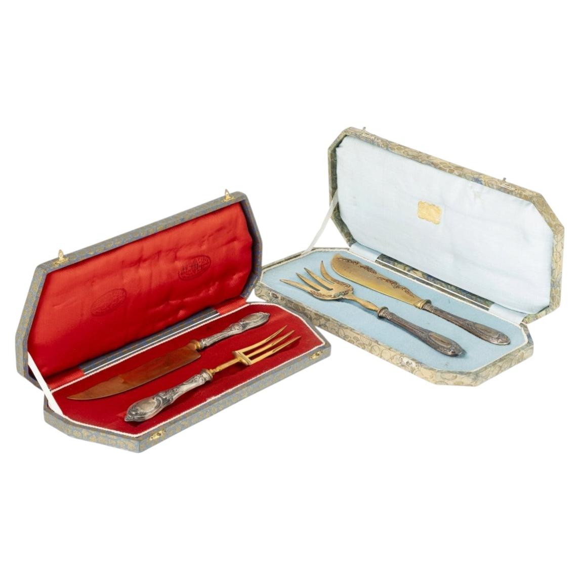 19th Century - 2 Silver Serving Cutlery Sets For Sale