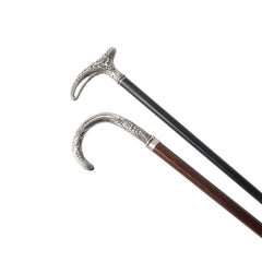 19th Century - 2 Silver Walking Sticks / Walking Canes
