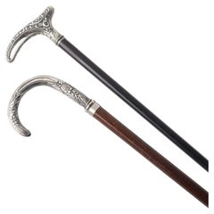 19th Century - 2 Silver Walking Sticks / Walking Canes