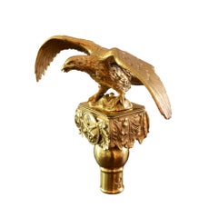19th Century, 2nd Empire Eagle Topped Gilt and Chased Bronze Flagpole