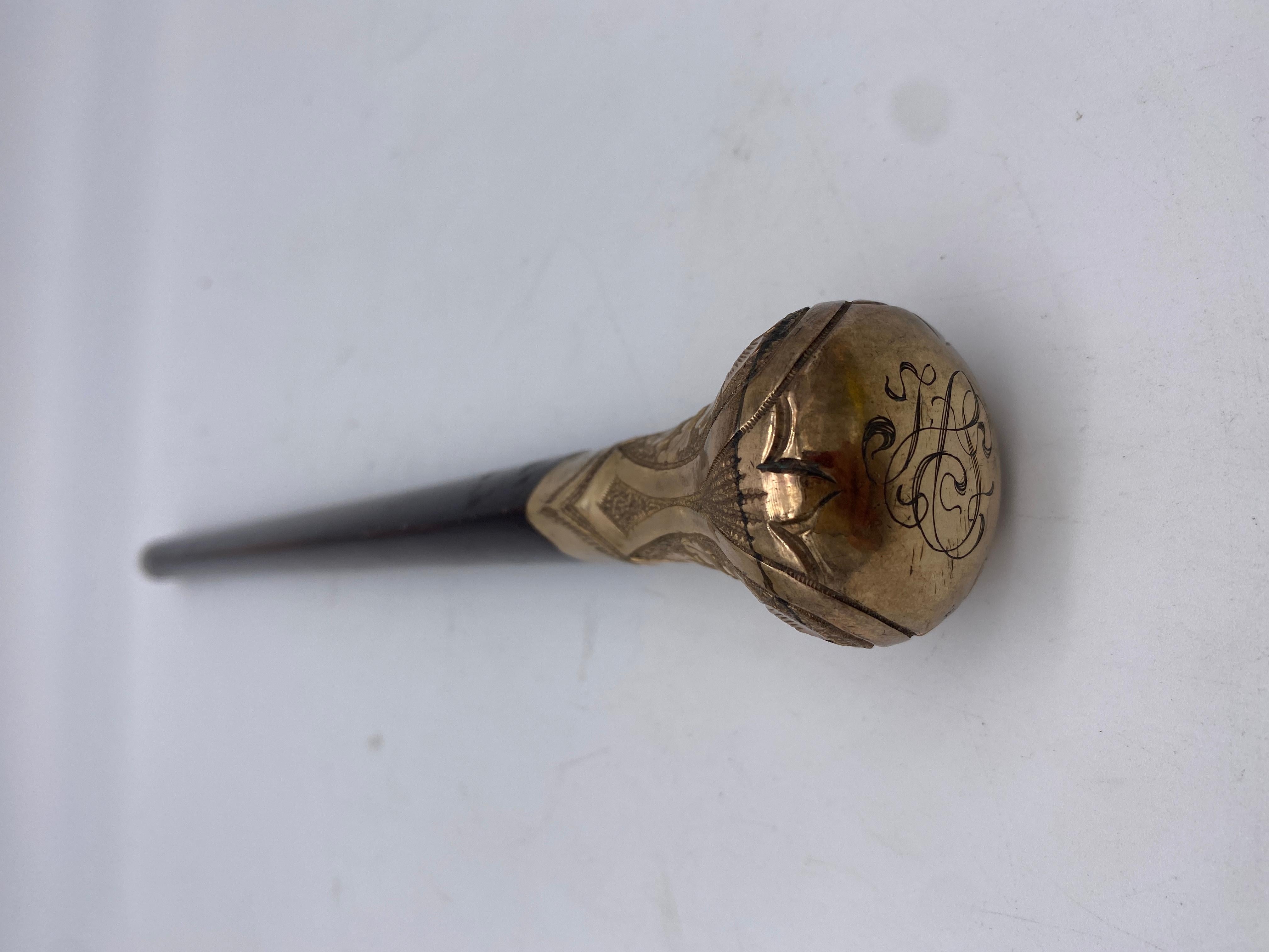 19th Century 3 Antique Victorian Gold Topped Canes or Parasol Handles For Sale 1