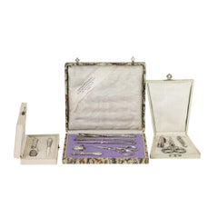 19th century - 3 Cases with Silver Sewing Tools