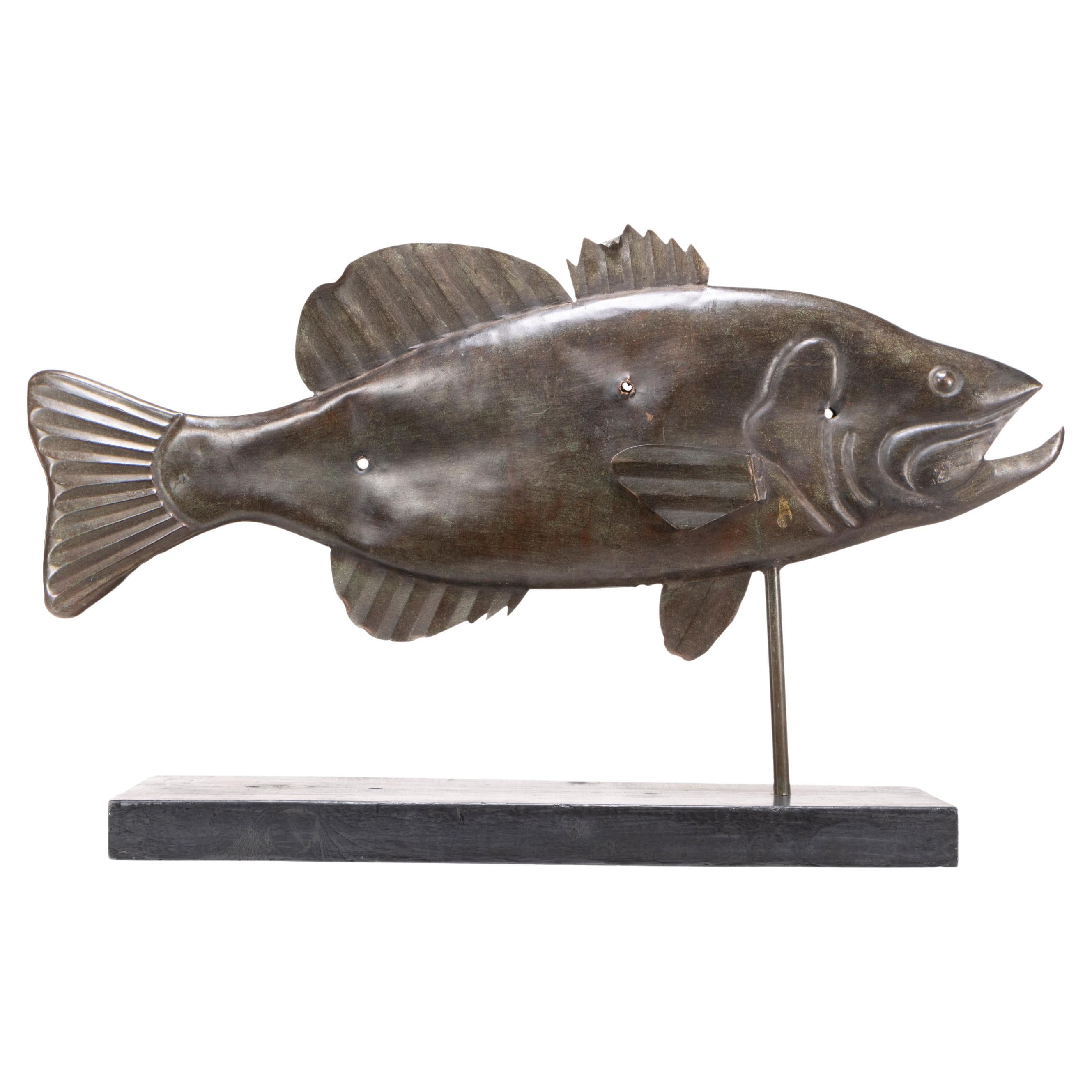 19th Century 3 Dimensional Bass Weather Vane For Sale