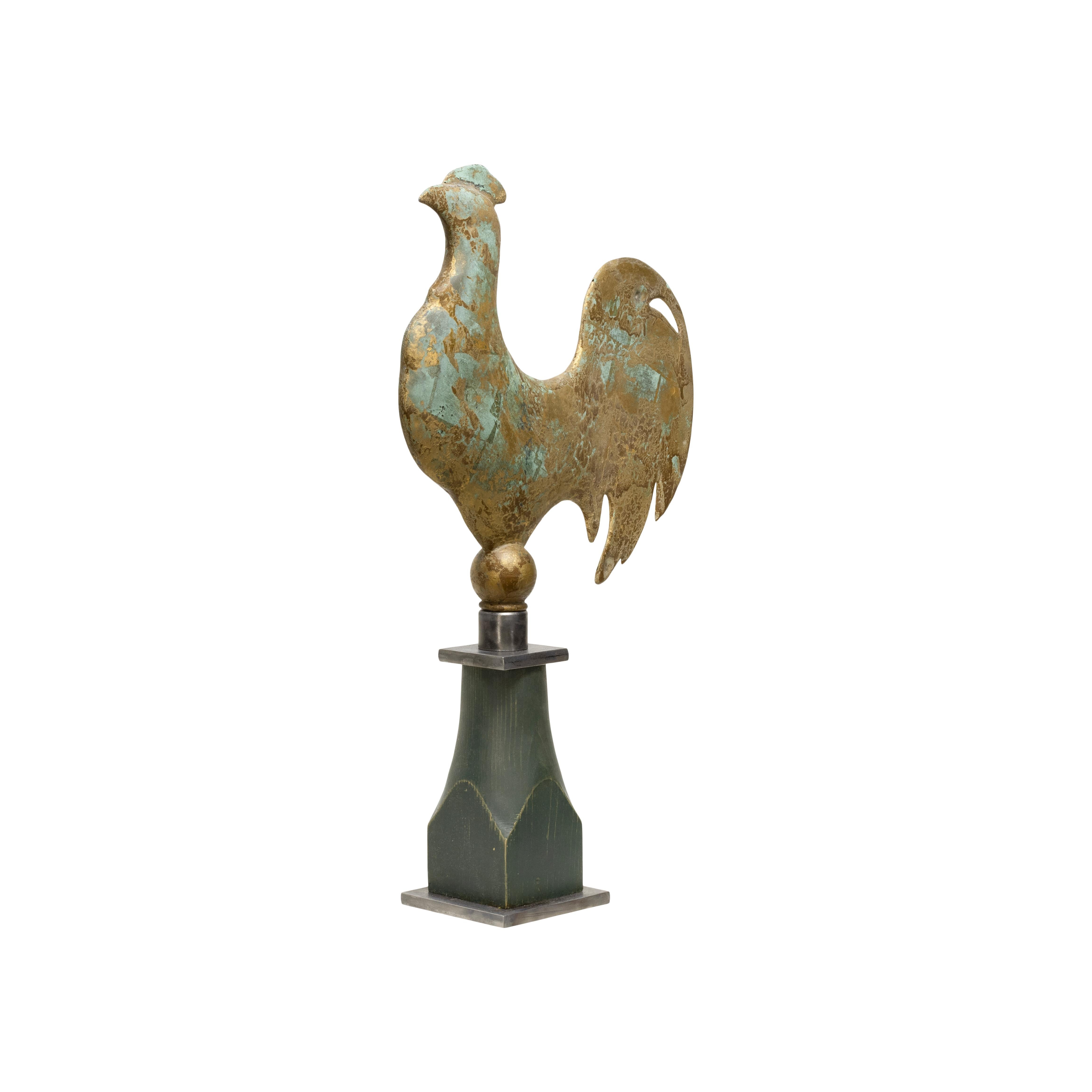 Américain Girouette du 19e siècle en cuivre à 3 dimensions avec coq en vente