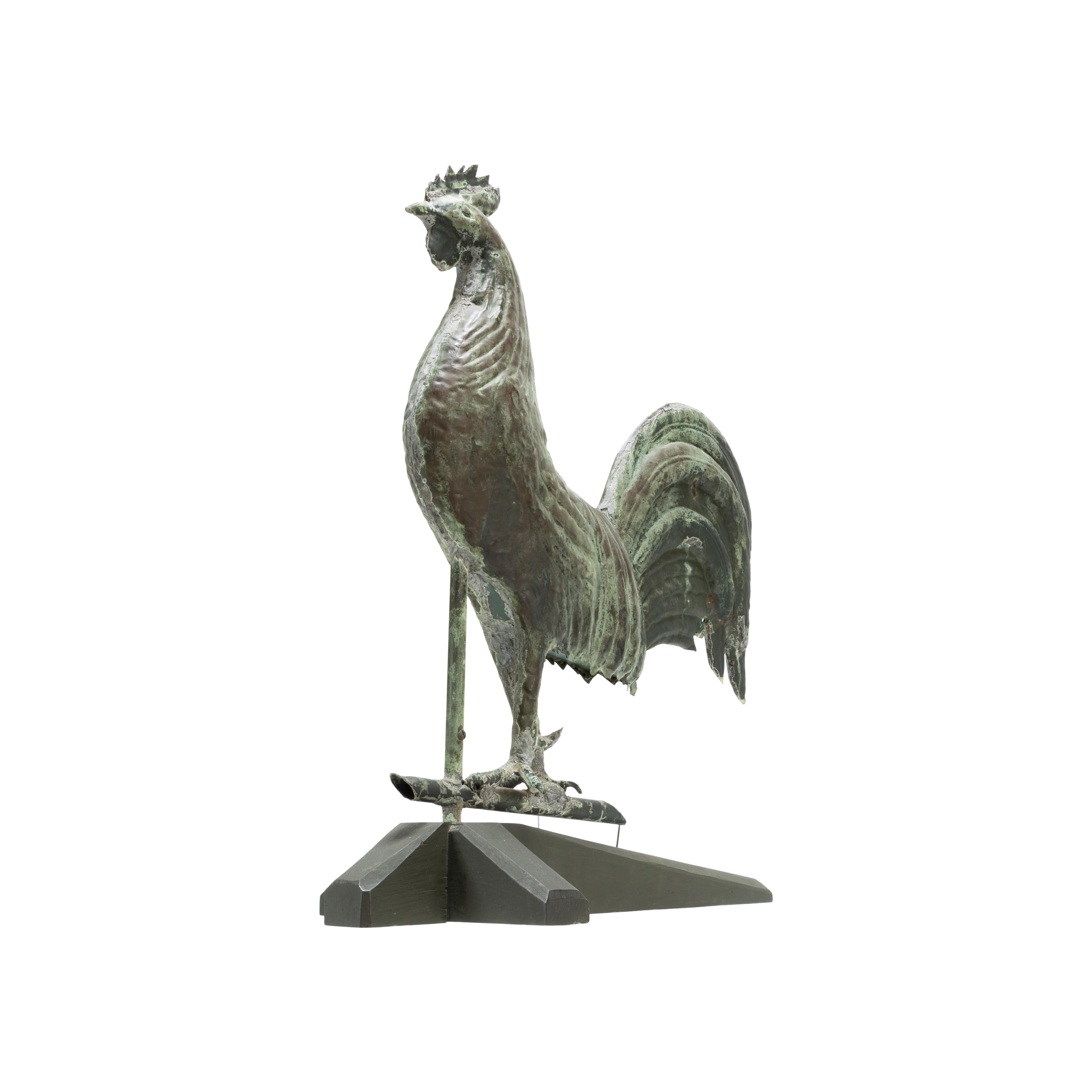 American 19th Century 3 Dimensional Copper Rooster Weather Vane For Sale