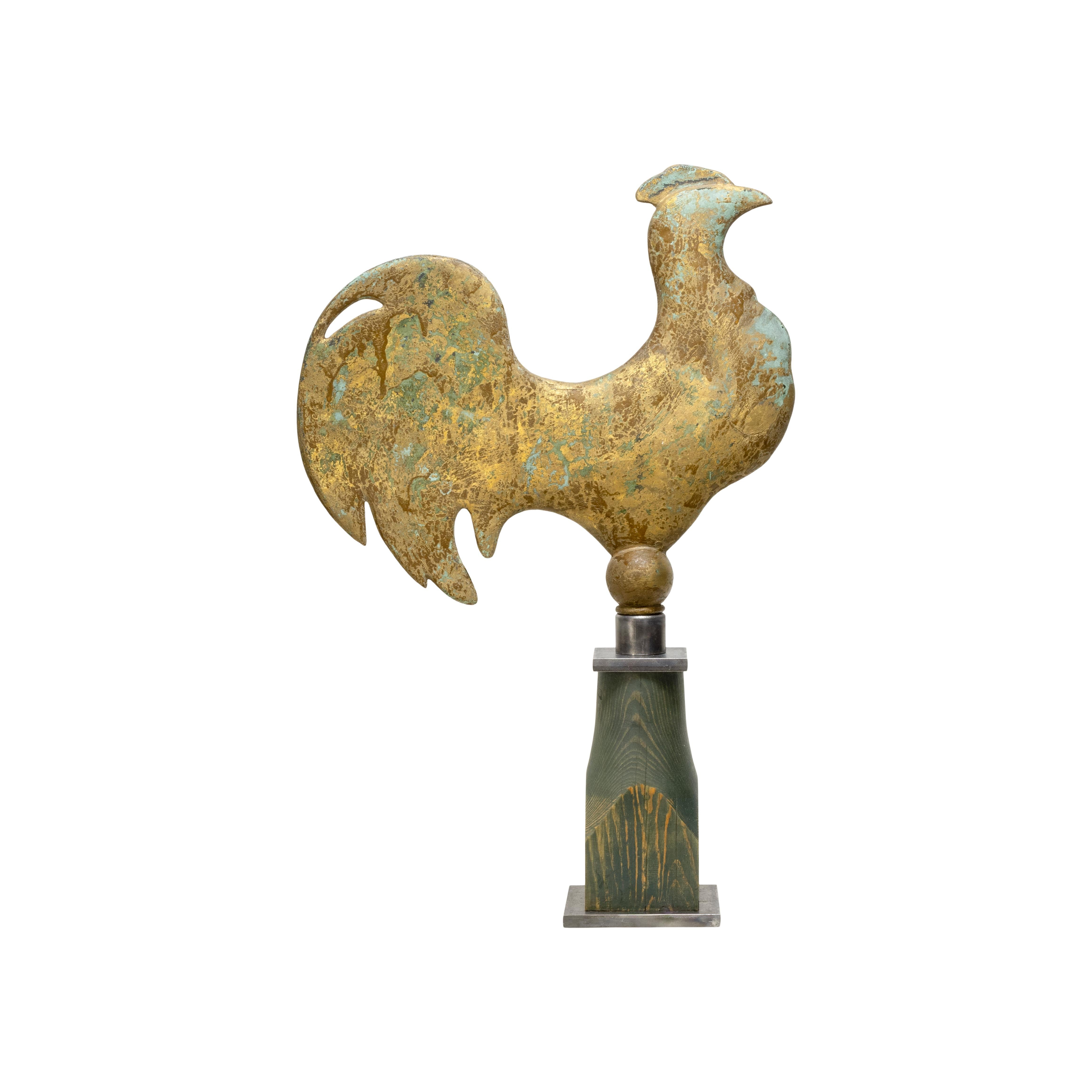 American 19th Century 3 Dimensional Copper Rooster Weather Vane For Sale