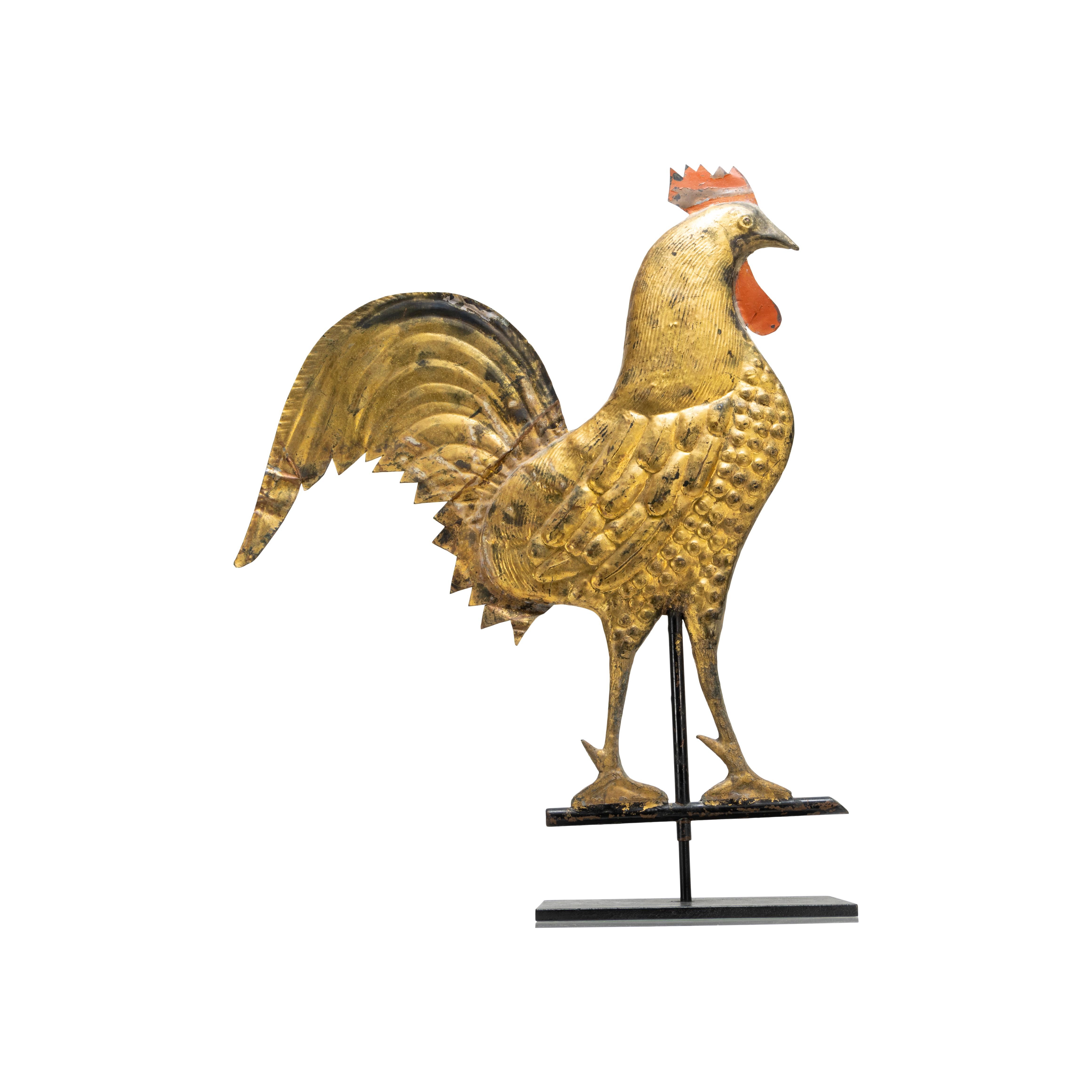 Late 19th Century 19th Century 3 Dimensional Copper Rooster Weather Vane For Sale