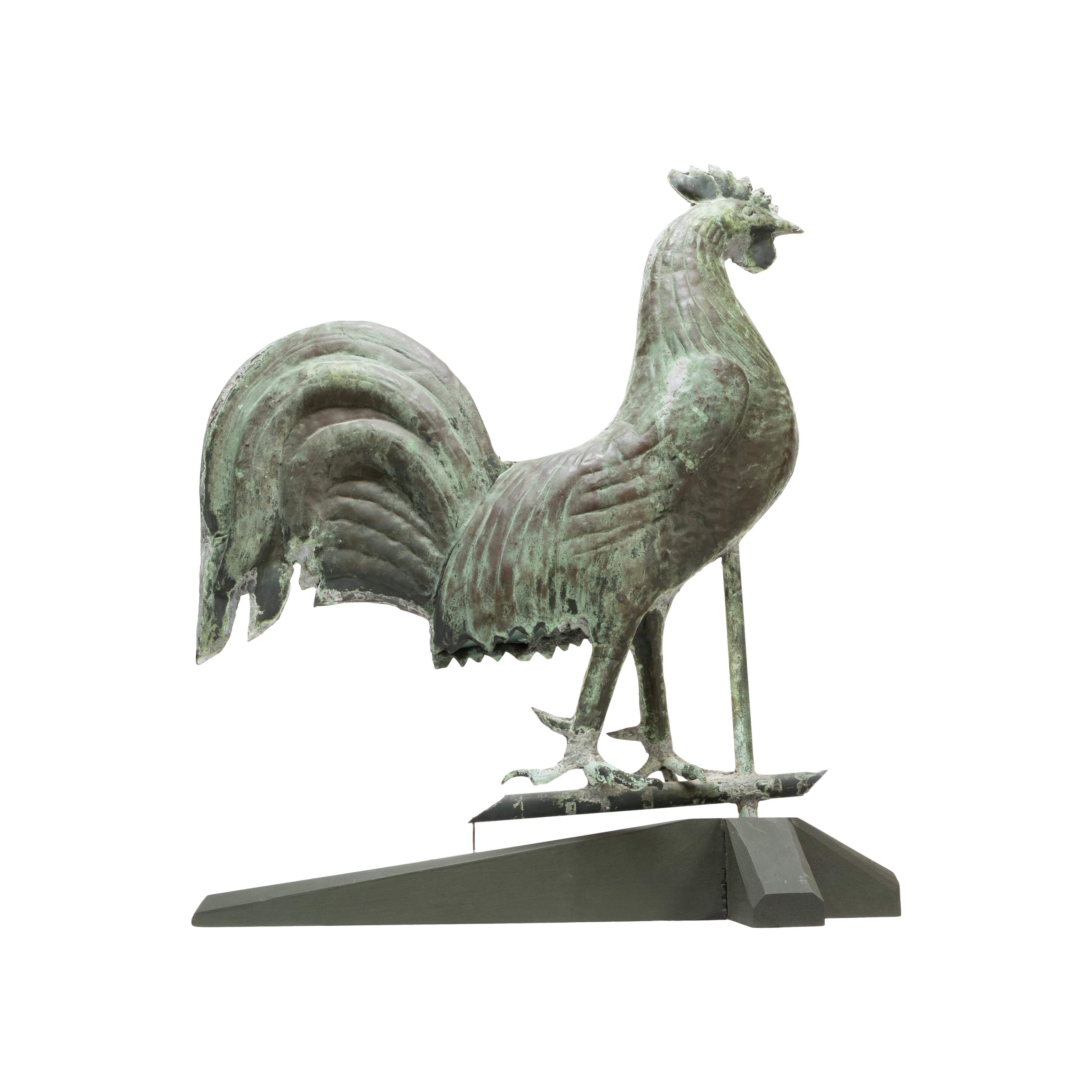 19th Century 3 Dimensional Copper Rooster Weather Vane For Sale 1